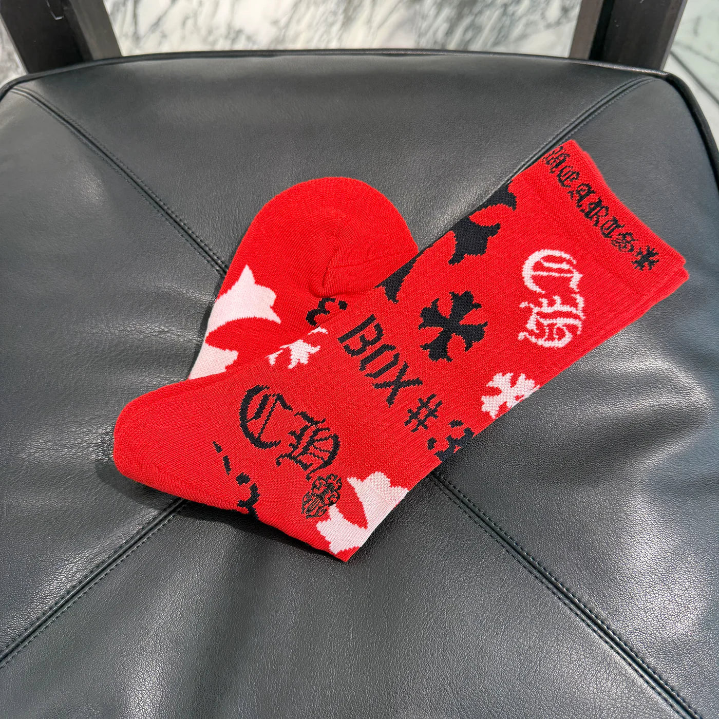 CHROME HEARTS Stencil Multi Logo Socks x3 Size L(JP27-30) クロムハーツ ステンシル マルチロゴ ソックス 靴下 サイズL(JP27-30)