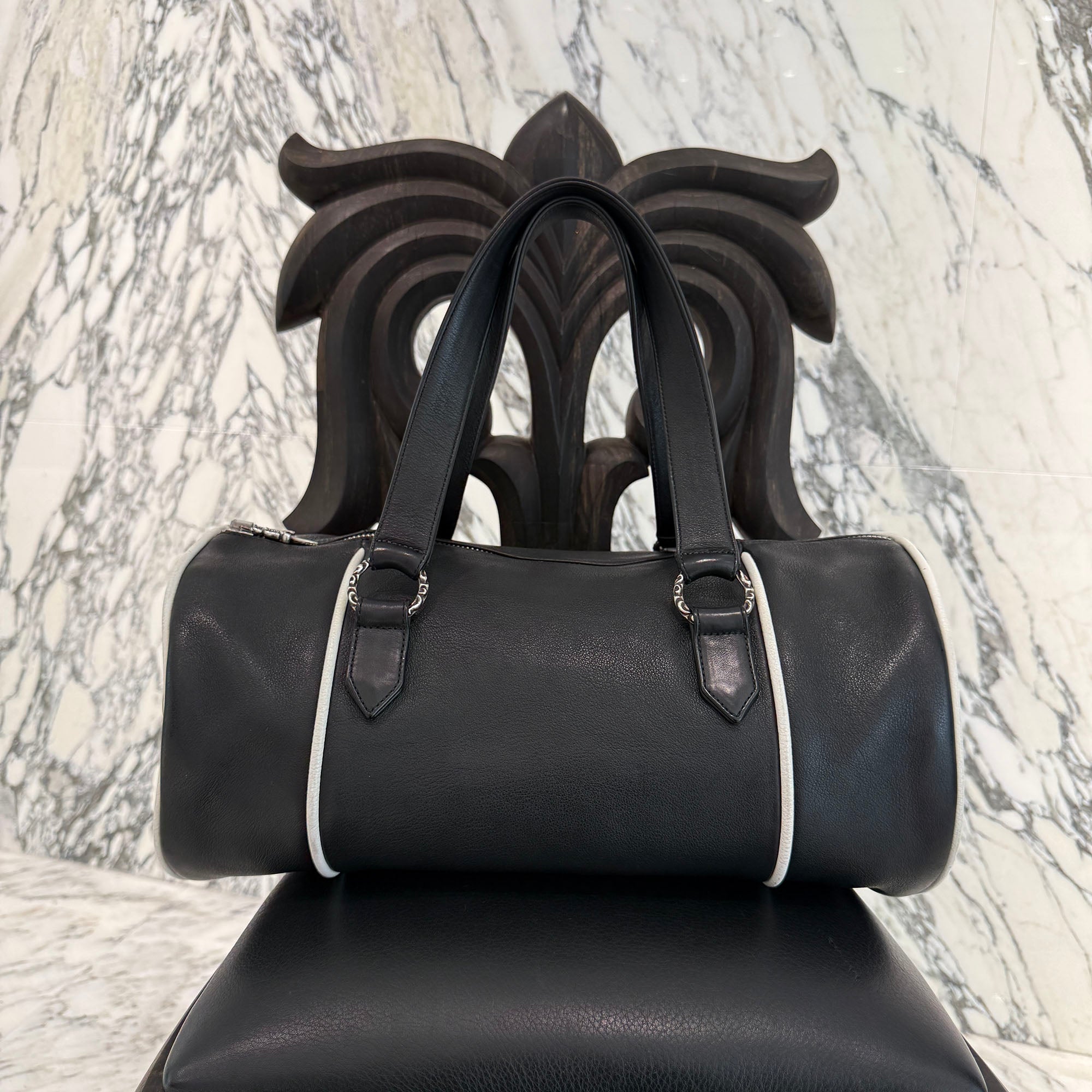 CHROME HEARTS Limited DOMINO Cemetery Cross Patch Duffle Leather