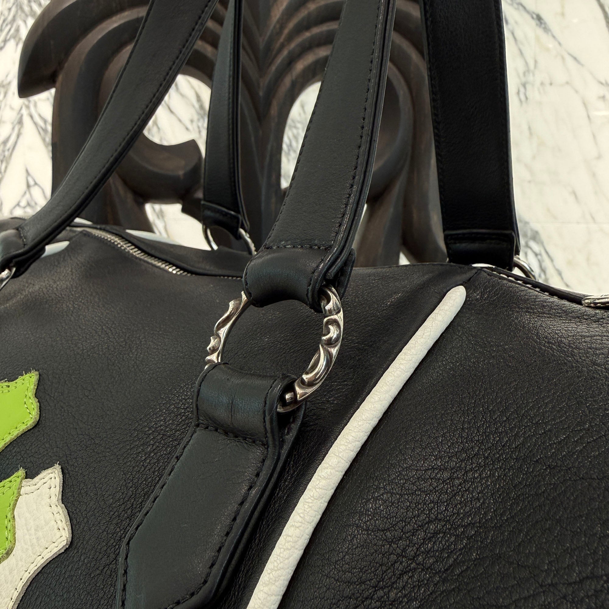 CHROME HEARTS Limited DOMINO Cemetery Cross Patch Duffle Leather