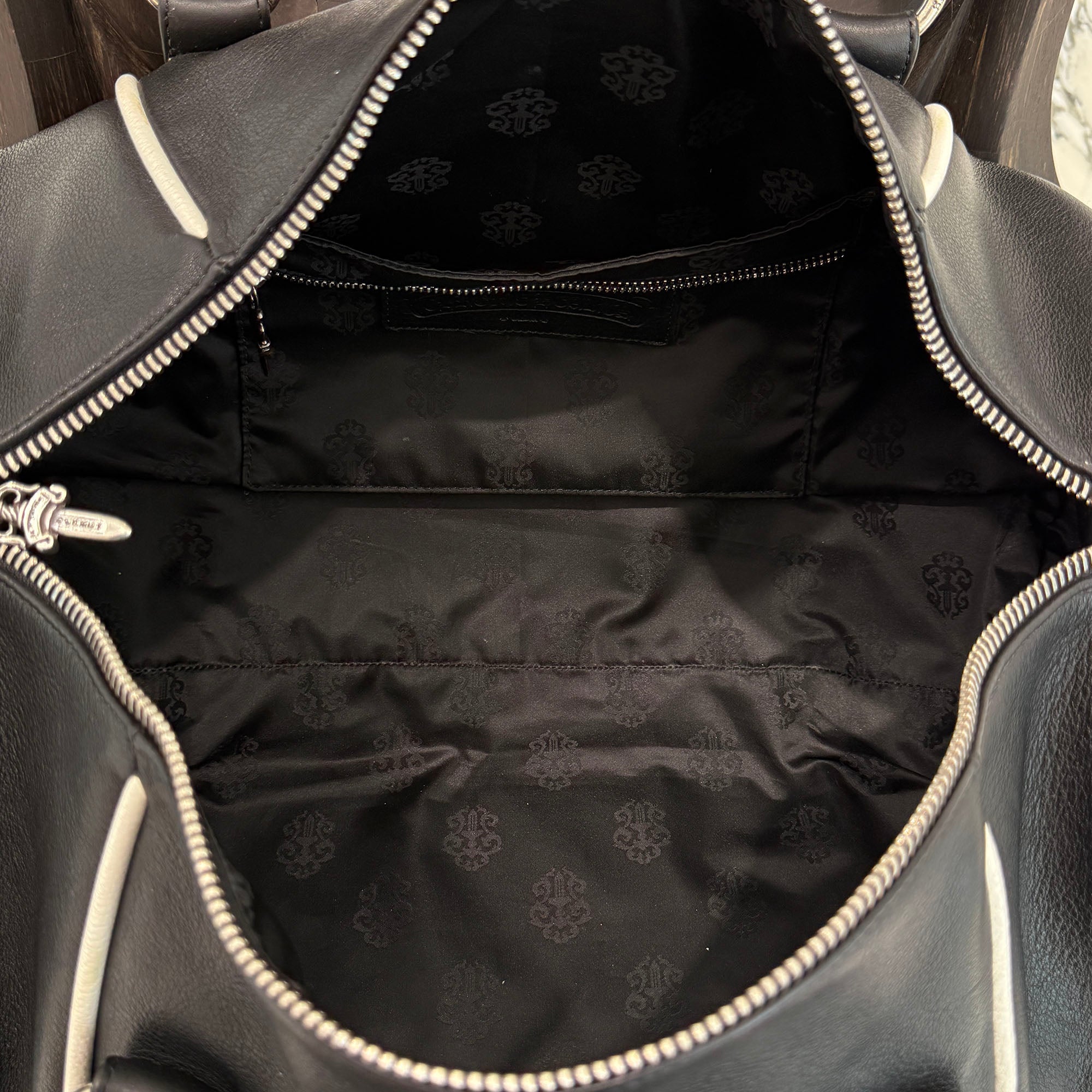 CHROME HEARTS Limited DOMINO Cemetery Cross Patch Duffle Leather