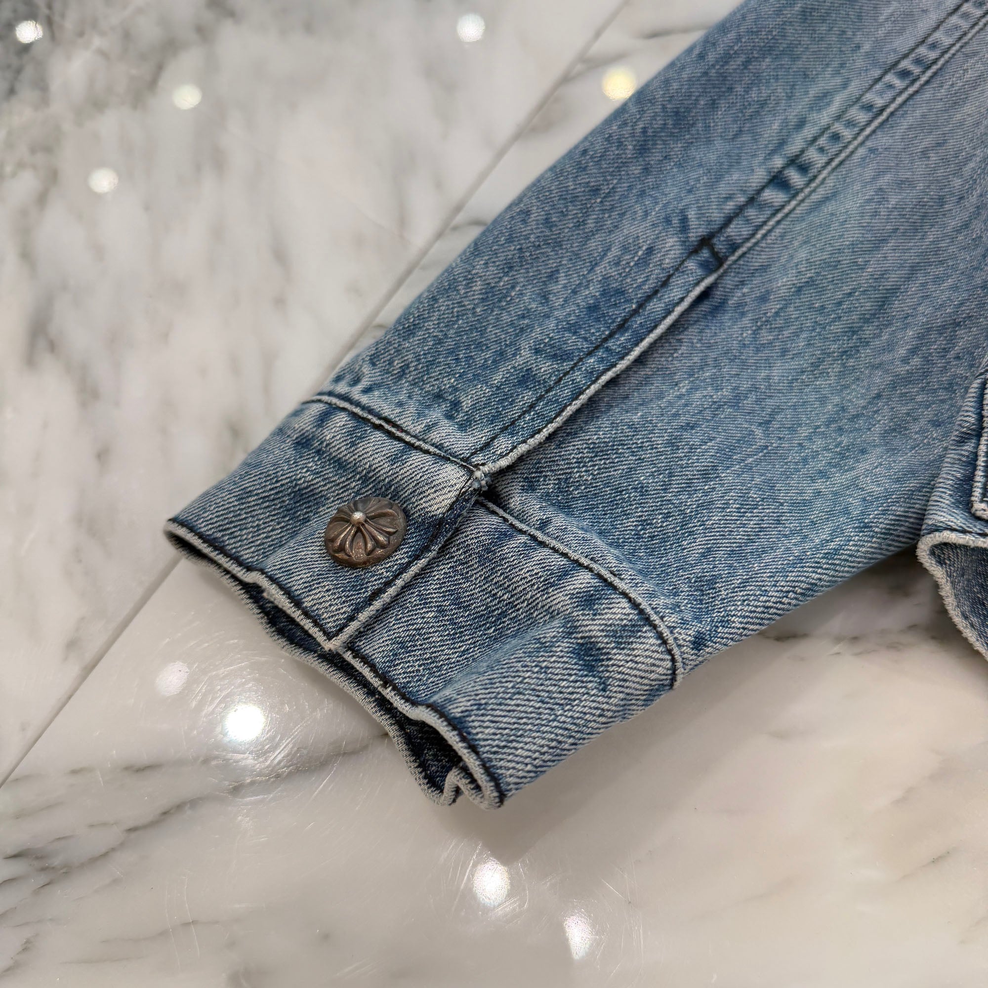 CHROME HEARTS Motor Breath Mouton Lined Denim Jacket Size S クロムハーツ モーターブレス ムートン ライナー デニムジャケット サイズS