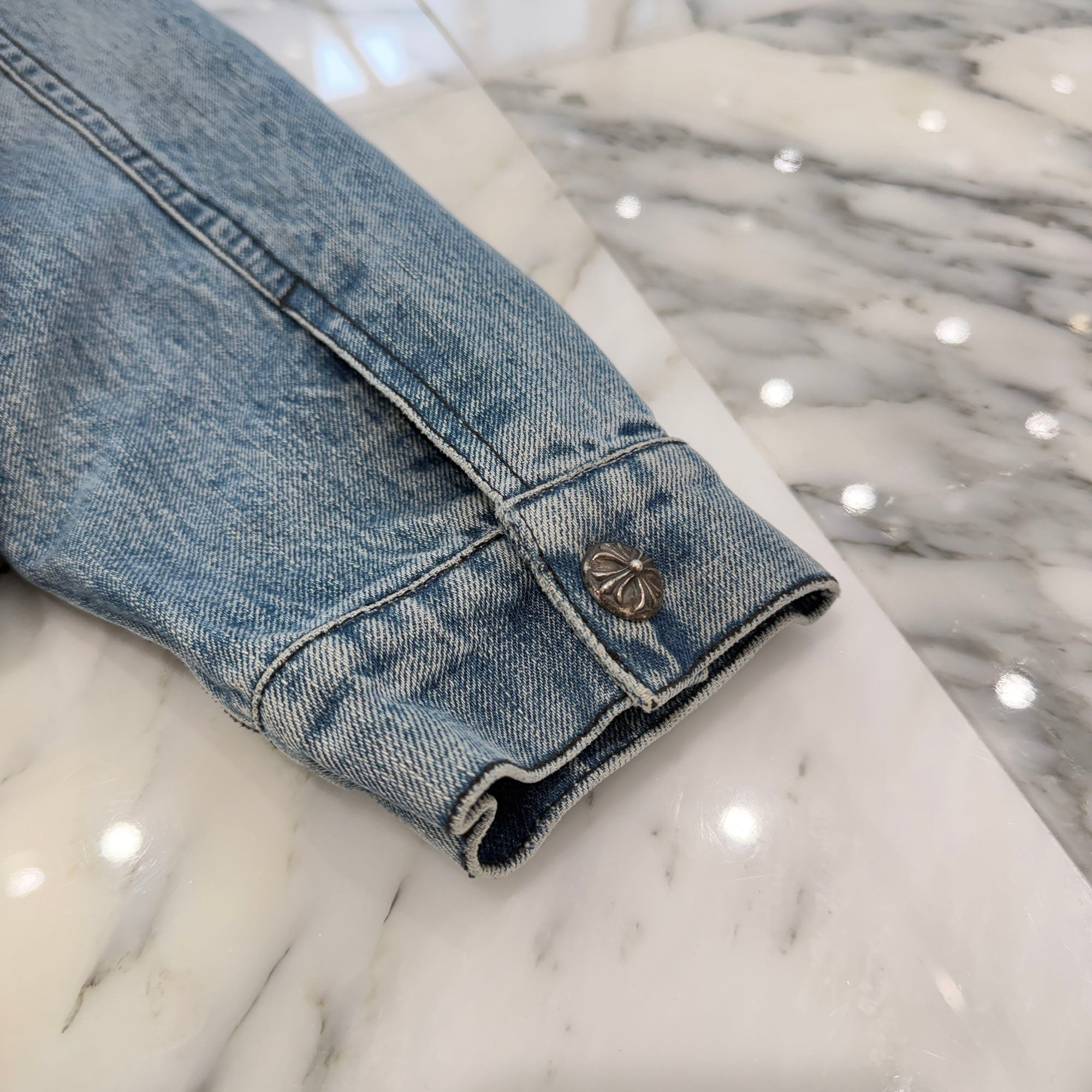 CHROME HEARTS Motor Breath Mouton Lined Denim Jacket Size S クロムハーツ モーターブレス ムートン ライナー デニムジャケット サイズS