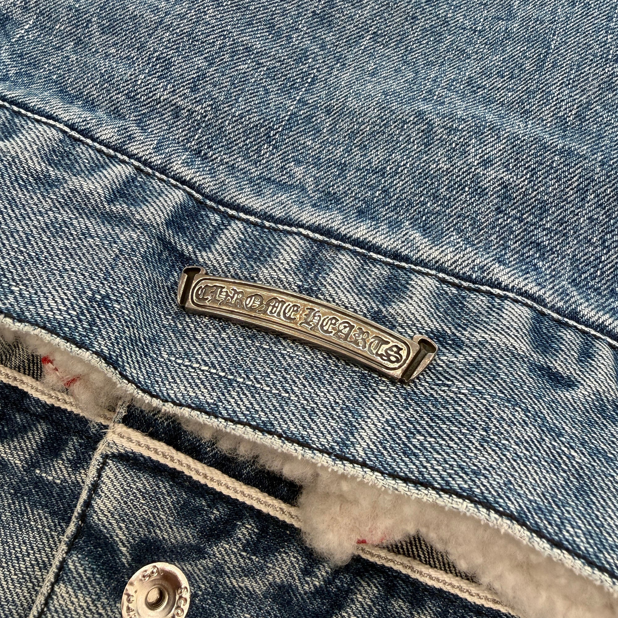 CHROME HEARTS Motor Breath Mouton Lined Denim Jacket Size S クロムハーツ モーターブレス ムートン ライナー デニムジャケット サイズS