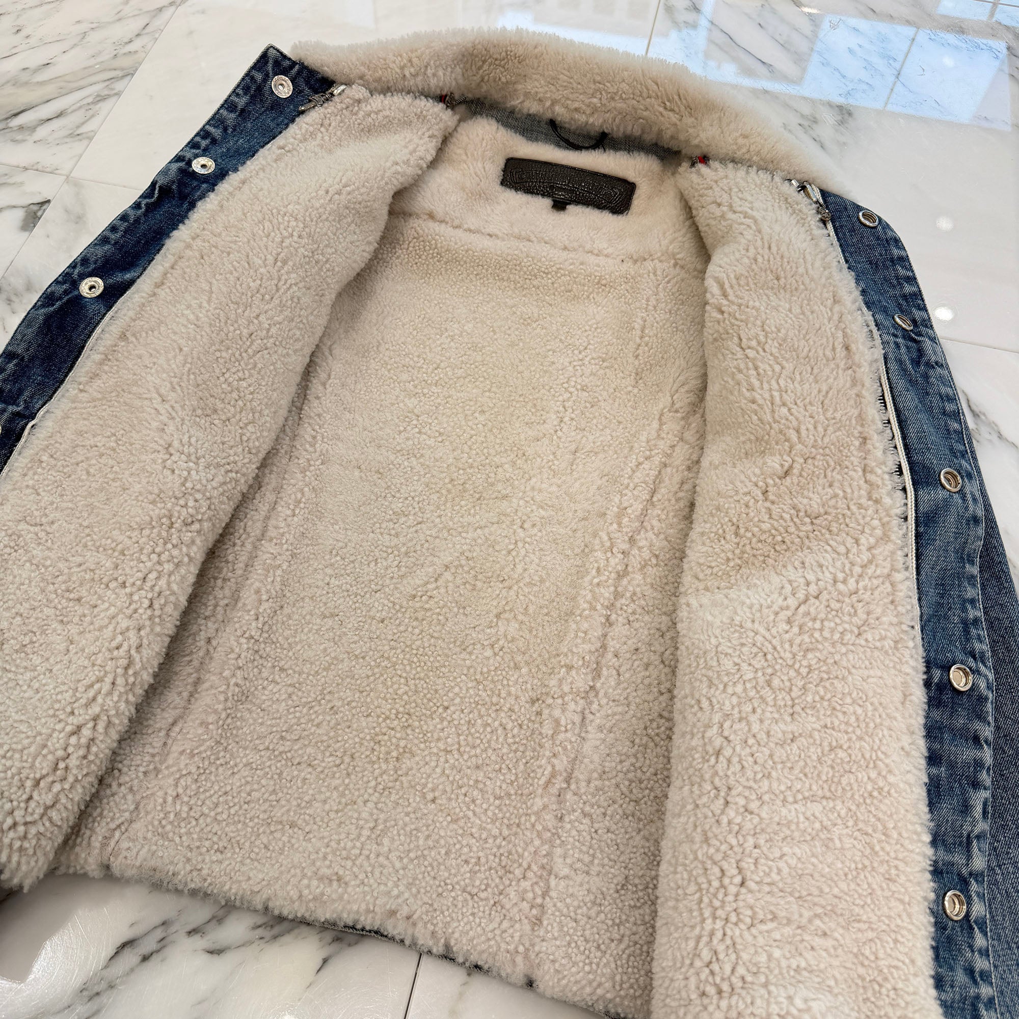 CHROME HEARTS Motor Breath Mouton Lined Denim Jacket Size S クロムハーツ モーターブレス ムートン ライナー デニムジャケット サイズS