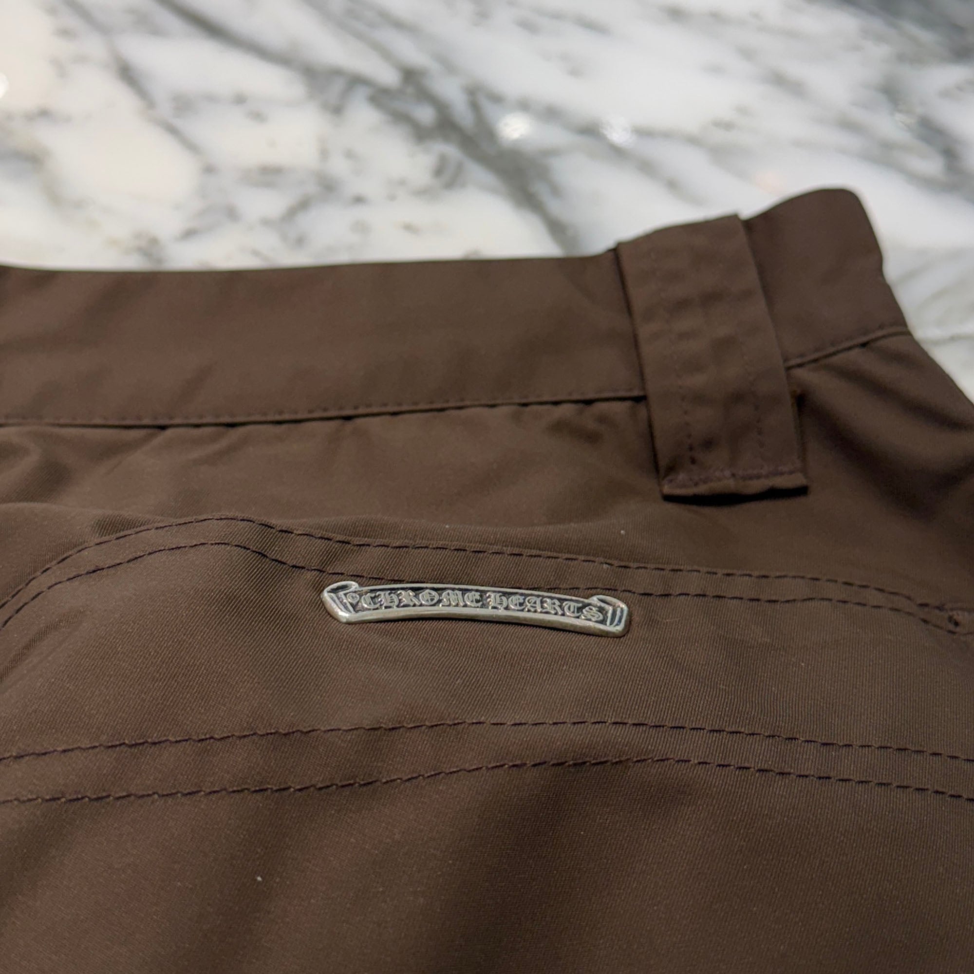 CHROME HEARTS Carpenter Leather Double Knee Nylon Pink Cross Patch Long Pants Size 30 クロムハーツ カーペンター レザーダブルニー ナイロン ピンク クロスパッチ ロングパンツ サイズ30
