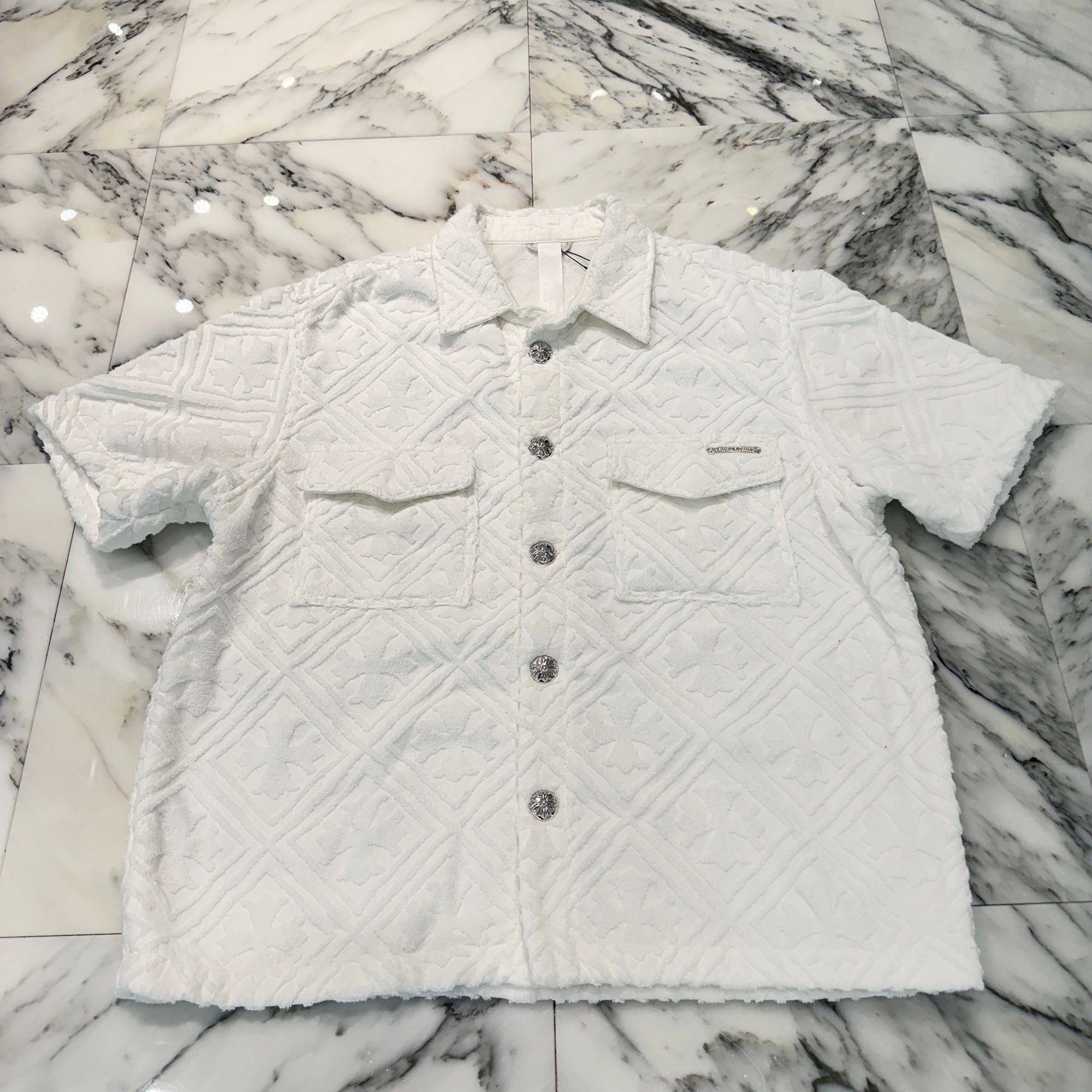 CHROME HEARTS Y NOT CH Plus Pattern Pile Terry Shirt Size L クロムハーツ ワイノット CHプラス総柄 パイル地 テリー シャツ サイズL