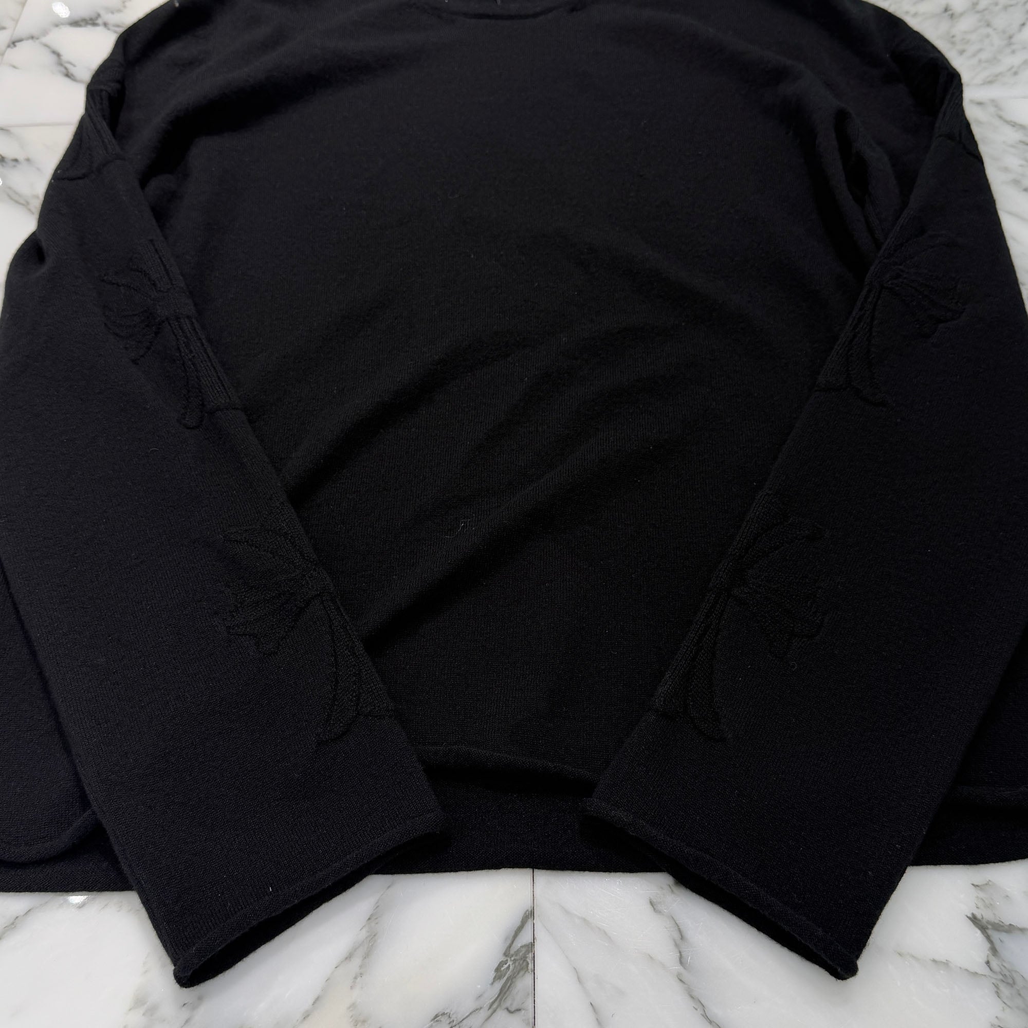 CHROME HEARTS Y NOT CH Cross Embroidered Cashmere Knit Sweater Size L クロムハーツ ワイノット CHクロス刺繡 カシミア ニット セーター サイズL