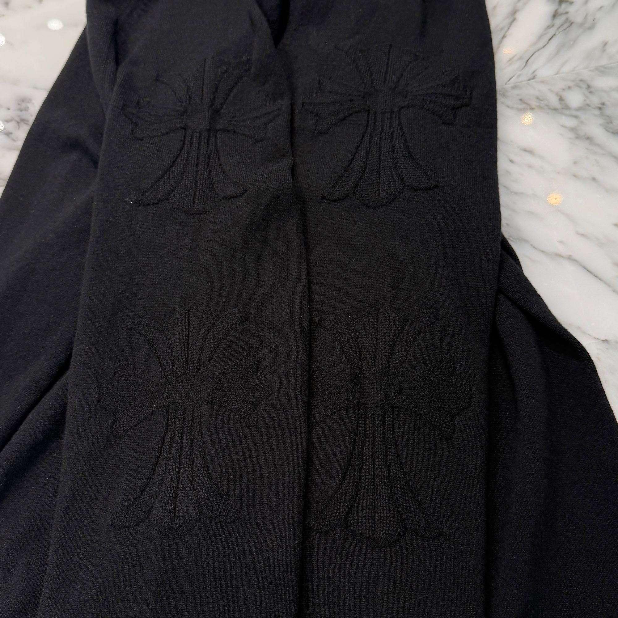 CHROME HEARTS Y NOT CH Cross Embroidered Cashmere Knit Sweater Size L クロムハーツ ワイノット CHクロス刺繡 カシミア ニット セーター サイズL