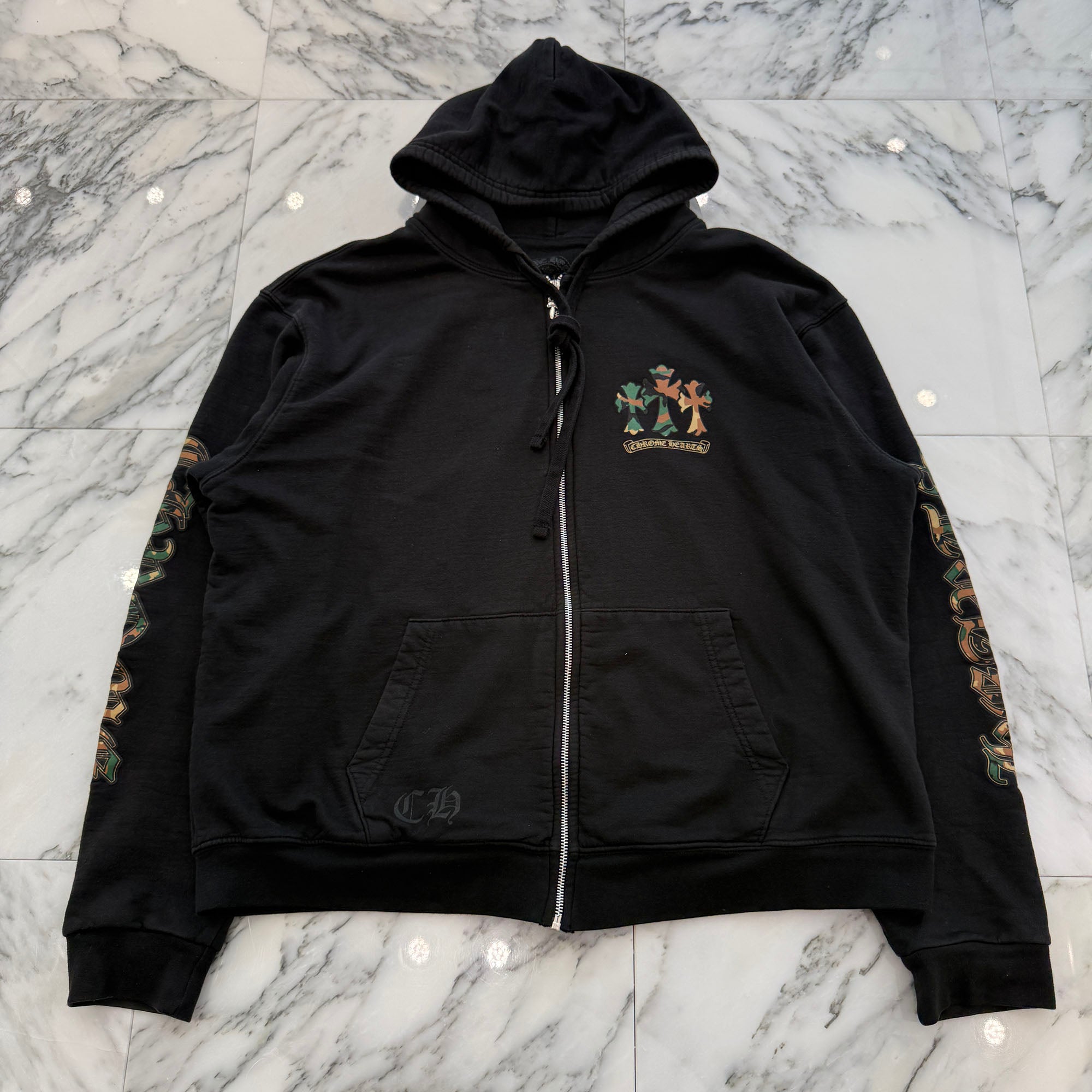 CHROME HEARTS Camo Horseshoe Thermal Zip Up Hoodie Size L クロムハーツ カモ ホースシュー サーマル ジップアップフーディ サイズL