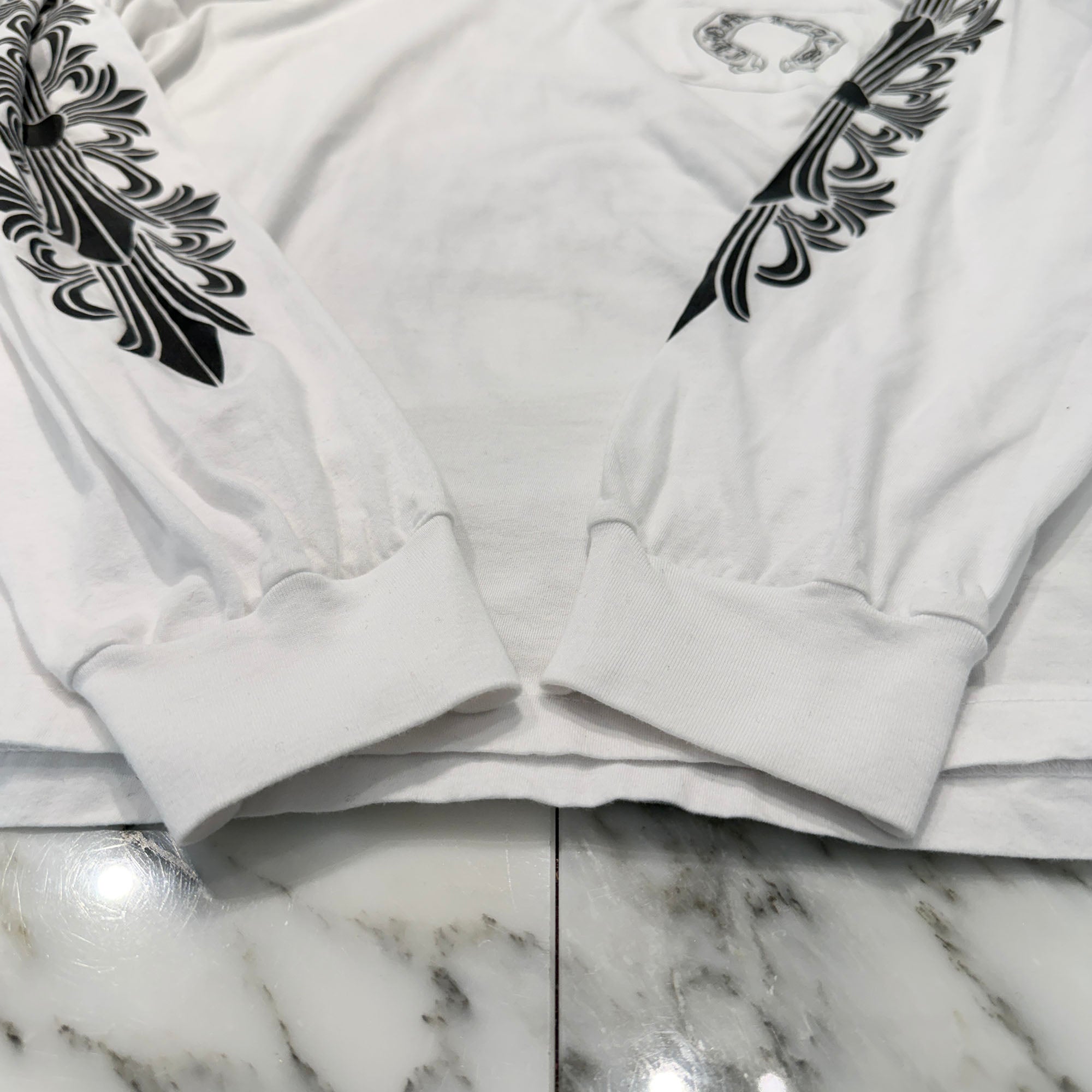 CHROME HEARTS Floral Cross Horseshoe Long Sleeve Tee Size XL クロムハーツ フローラルクロス ホースシュー ロングスリーブTシャツ サイズXL