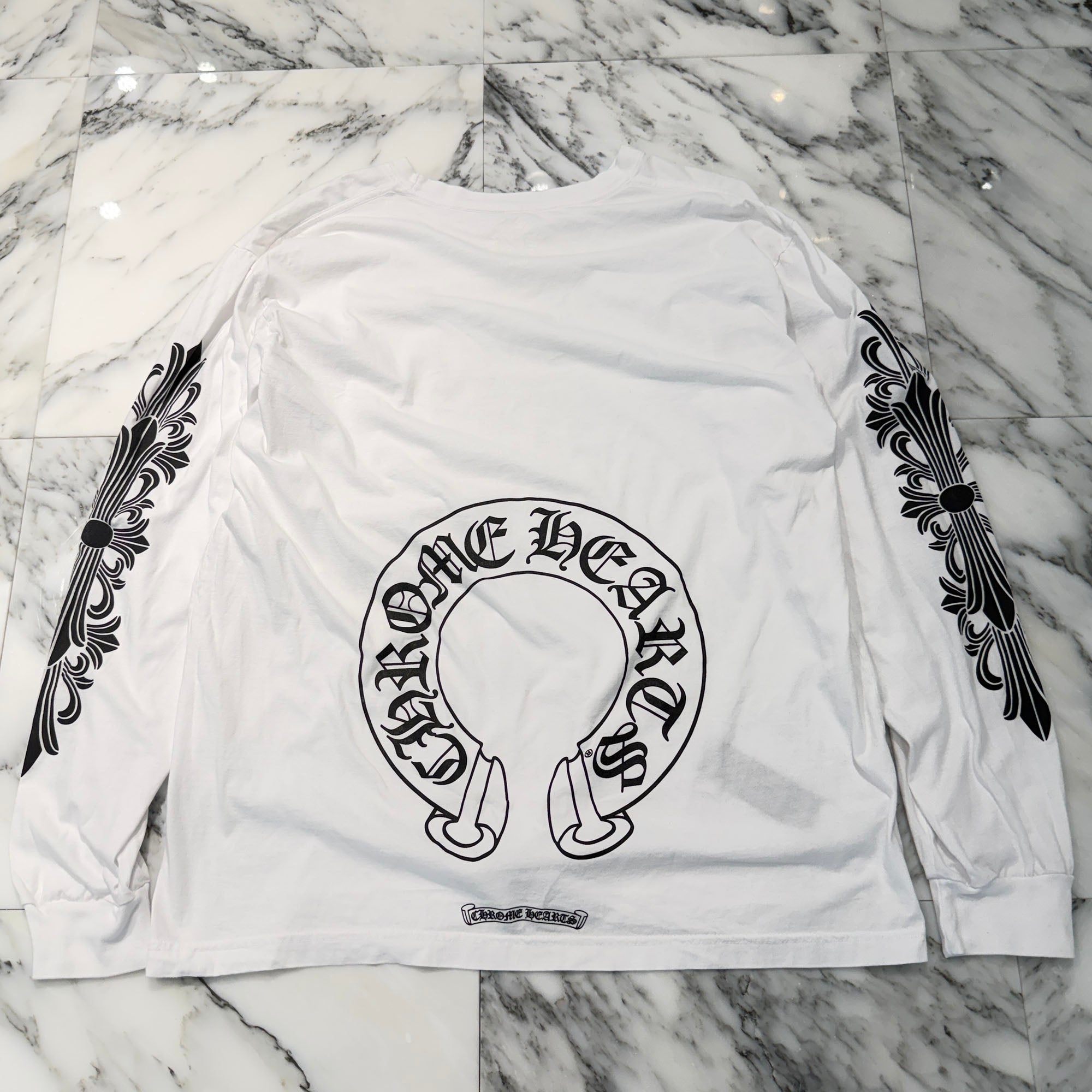 CHROME HEARTS Floral Cross Horseshoe Long Sleeve Tee Size XL クロムハーツ フローラルクロス ホースシュー ロングスリーブTシャツ サイズXL