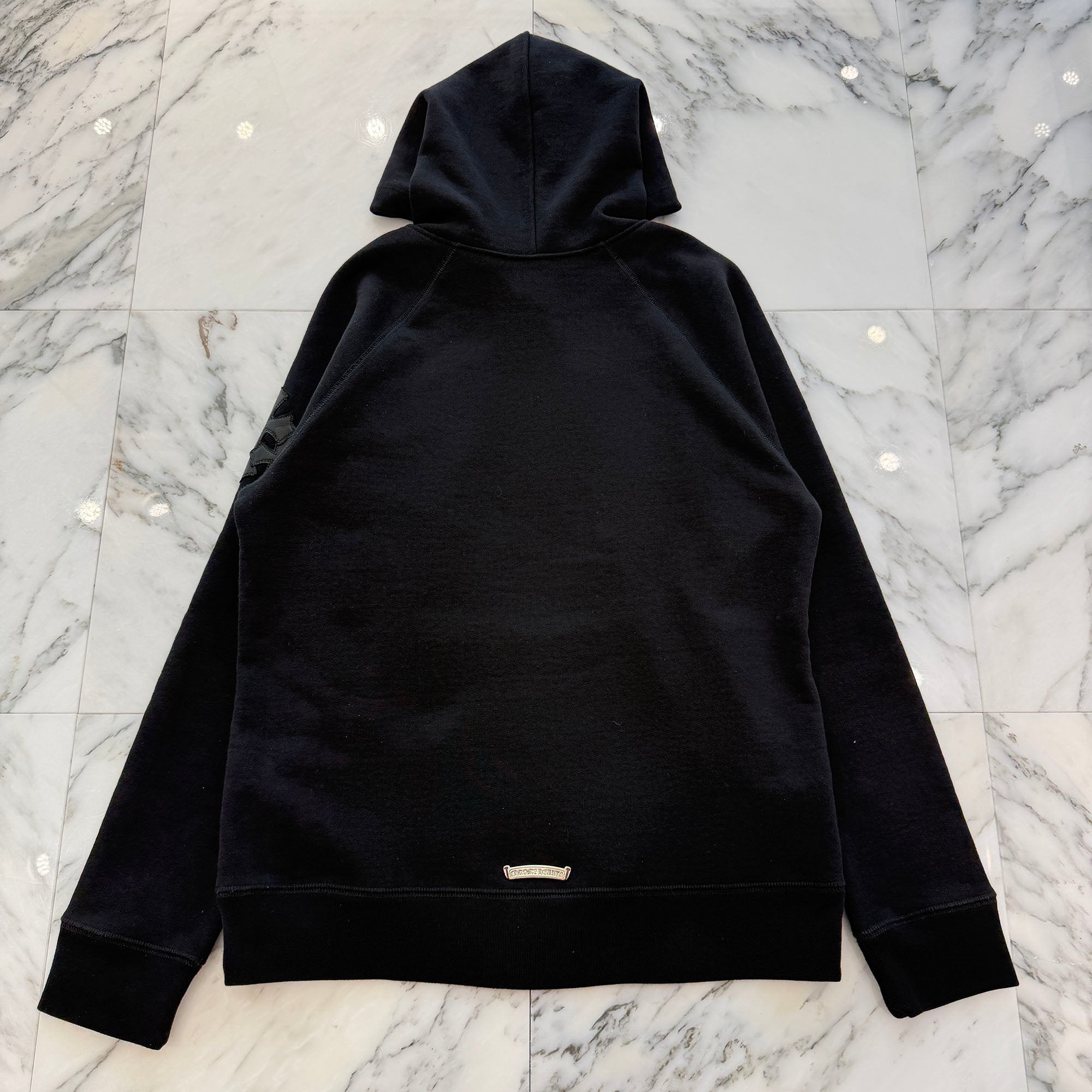 CHROME HEARTS Y NOT Cemetery Cross Leather Patch Pullover Hoodie Size M クロムハーツ ワイノット セメタリークロスレザーパッチ プルオーバー フーディー サイズM