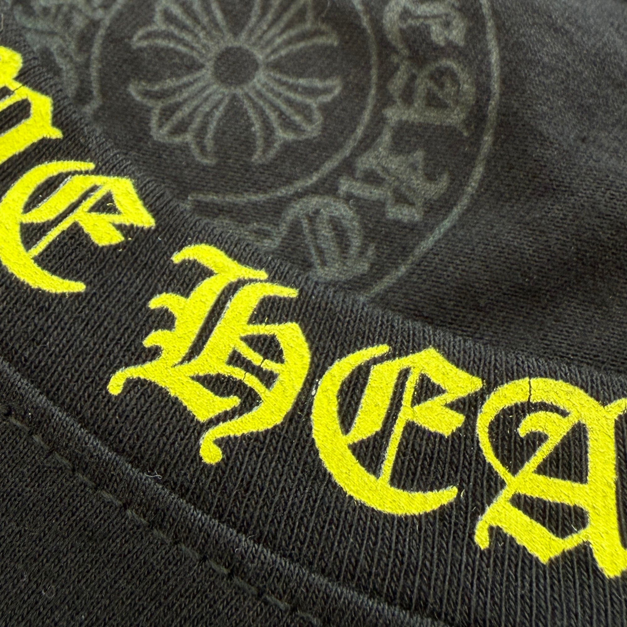 CHROME HEARTS Old English Neck Logo Neon Yellow Long Sleeve Tee Size L クロムハーツ オールドイングリッシュネックロゴネオンイエローロングスリーブTシャツ サイズL