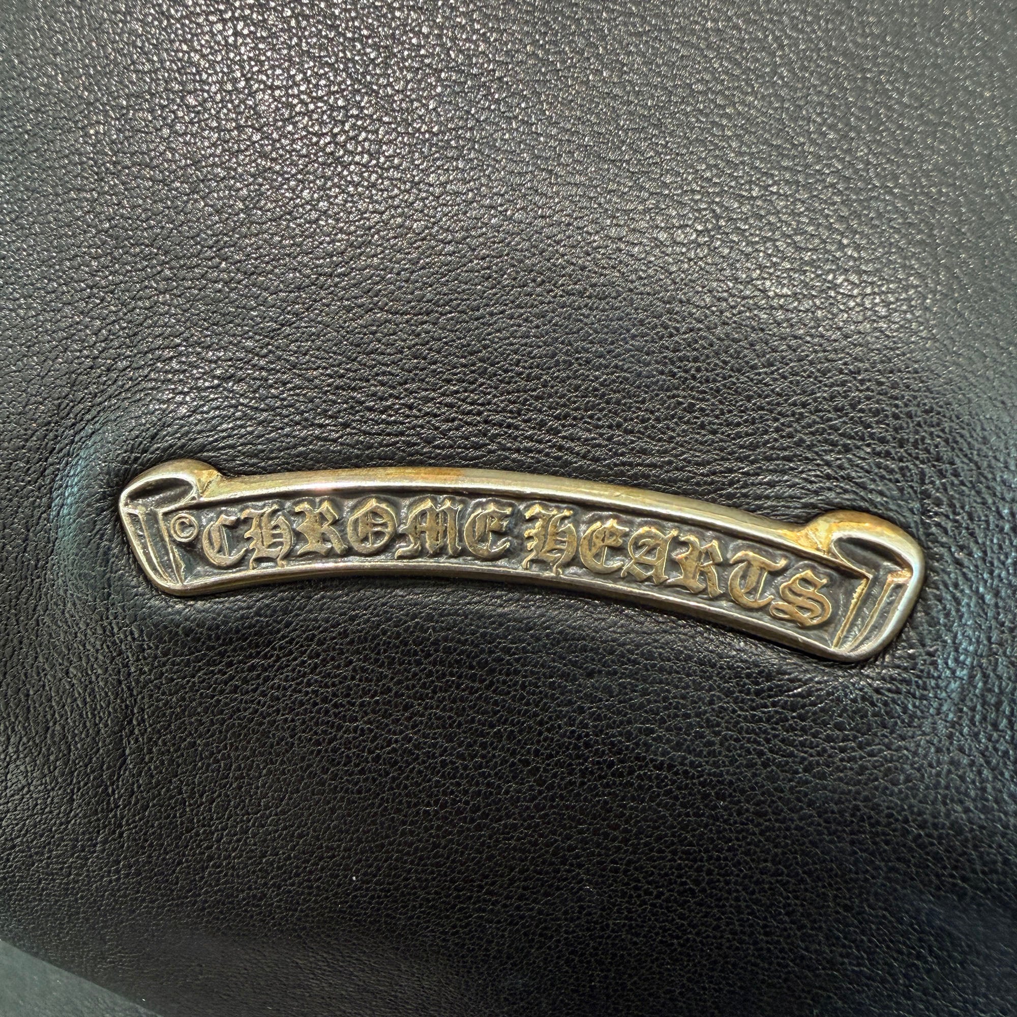 CHROME HEARTS Leather Cross Patch Drawstring Sack Leather Bag クロムハーツ レザークロスパッチ ドローストリング サックレザーバッグ 巾着