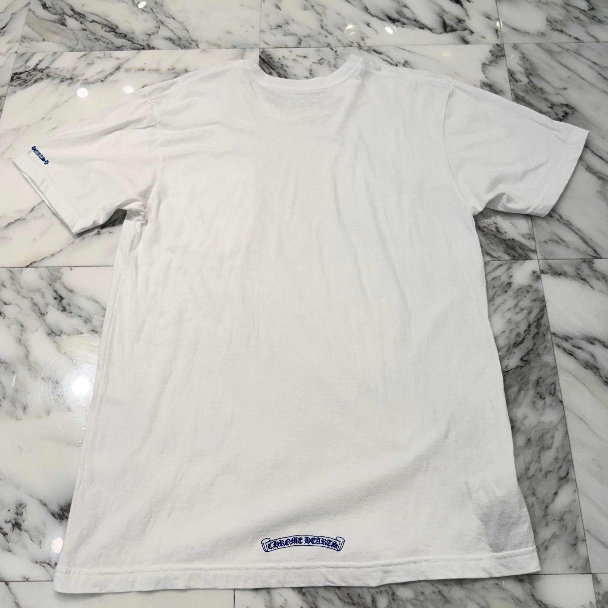 CHROME HEARTS 2025SS Old English Neck Logo Neon Blue Tee Size L クロムハーツ オールドイングリッシュ ネックロゴ ネオンブルー Tシャツ サイズL