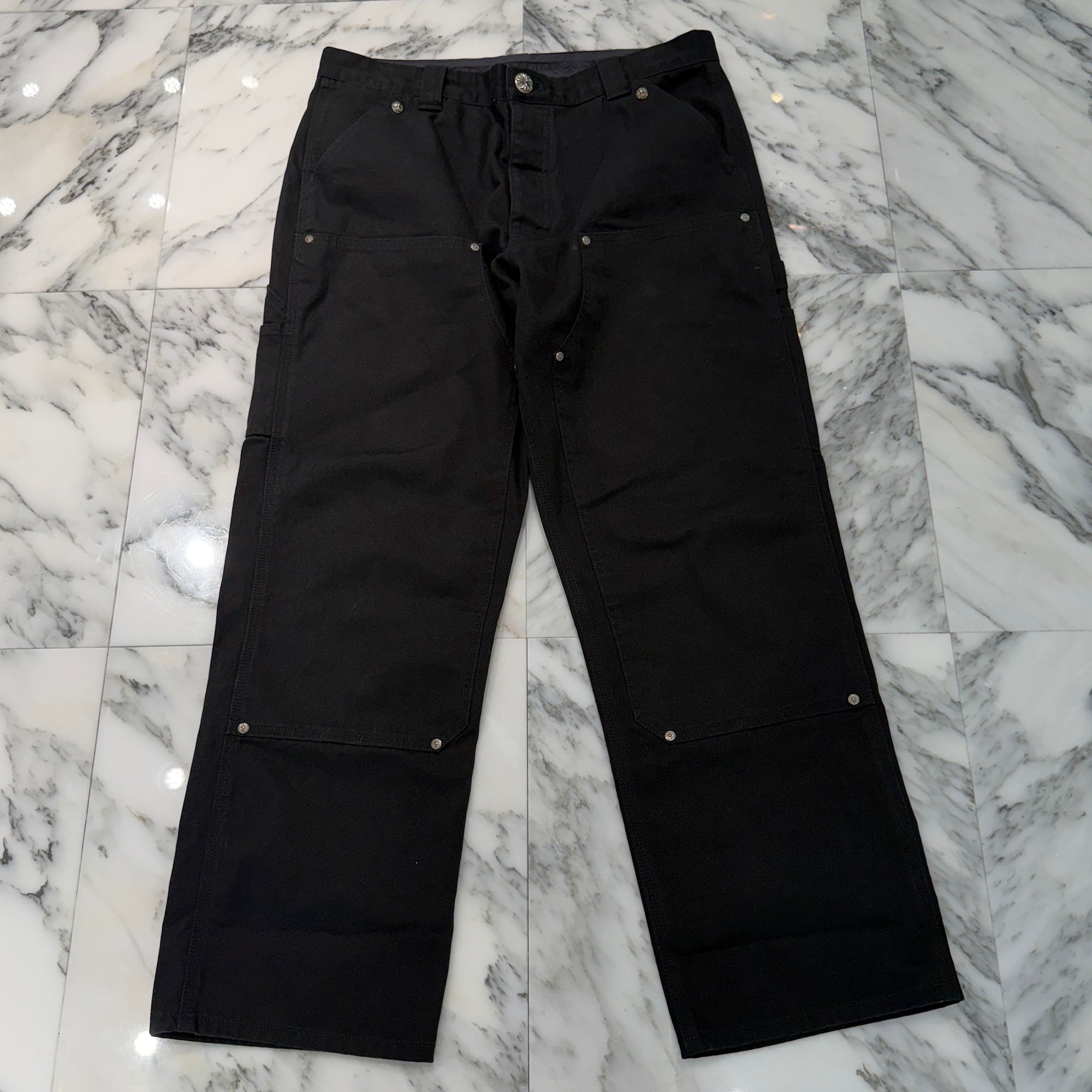 CHROME HEARTS Carpenter Cross Ball Button Denim Pants Size 36