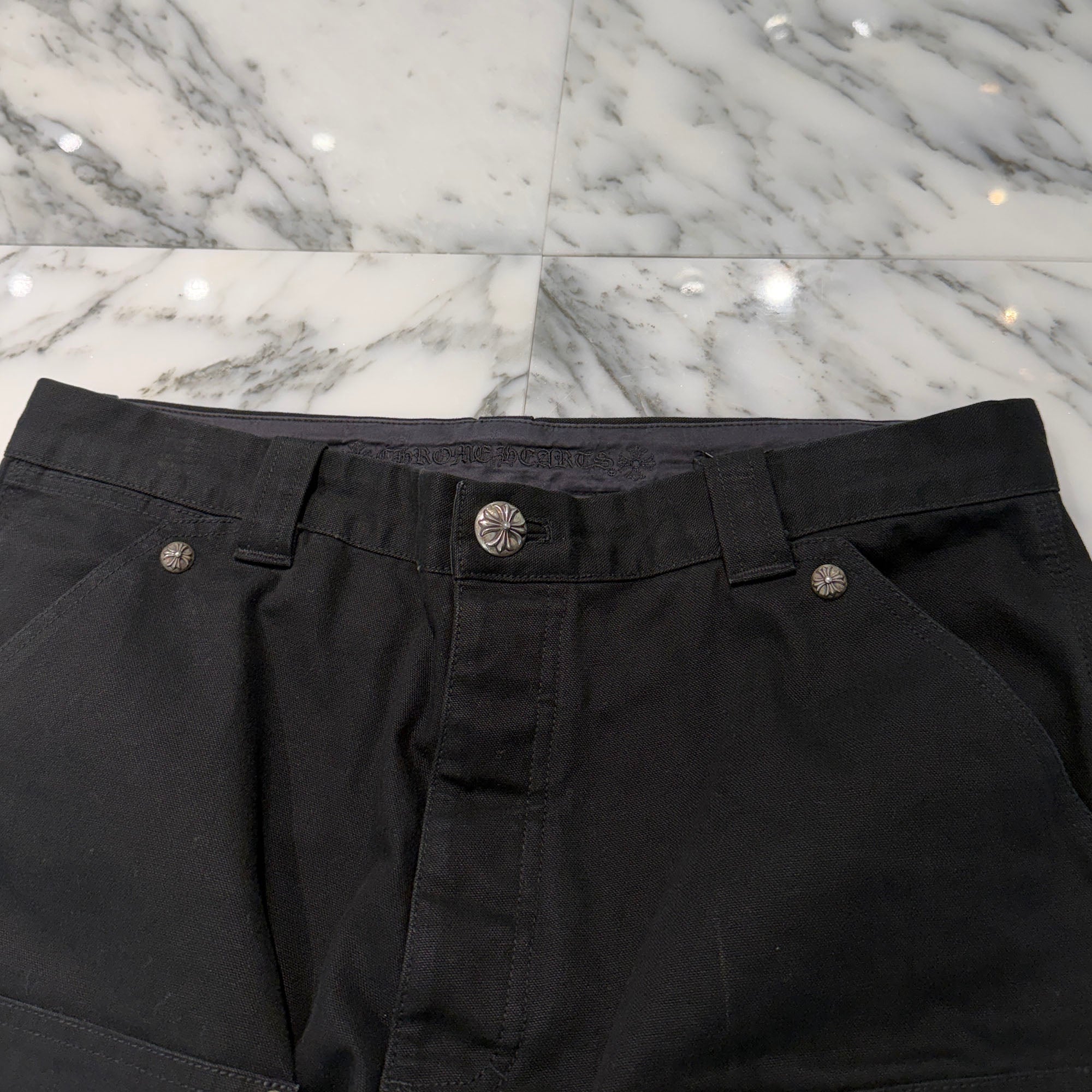 CHROME HEARTS Carpenter Cross Ball Button Denim Pants Size 36