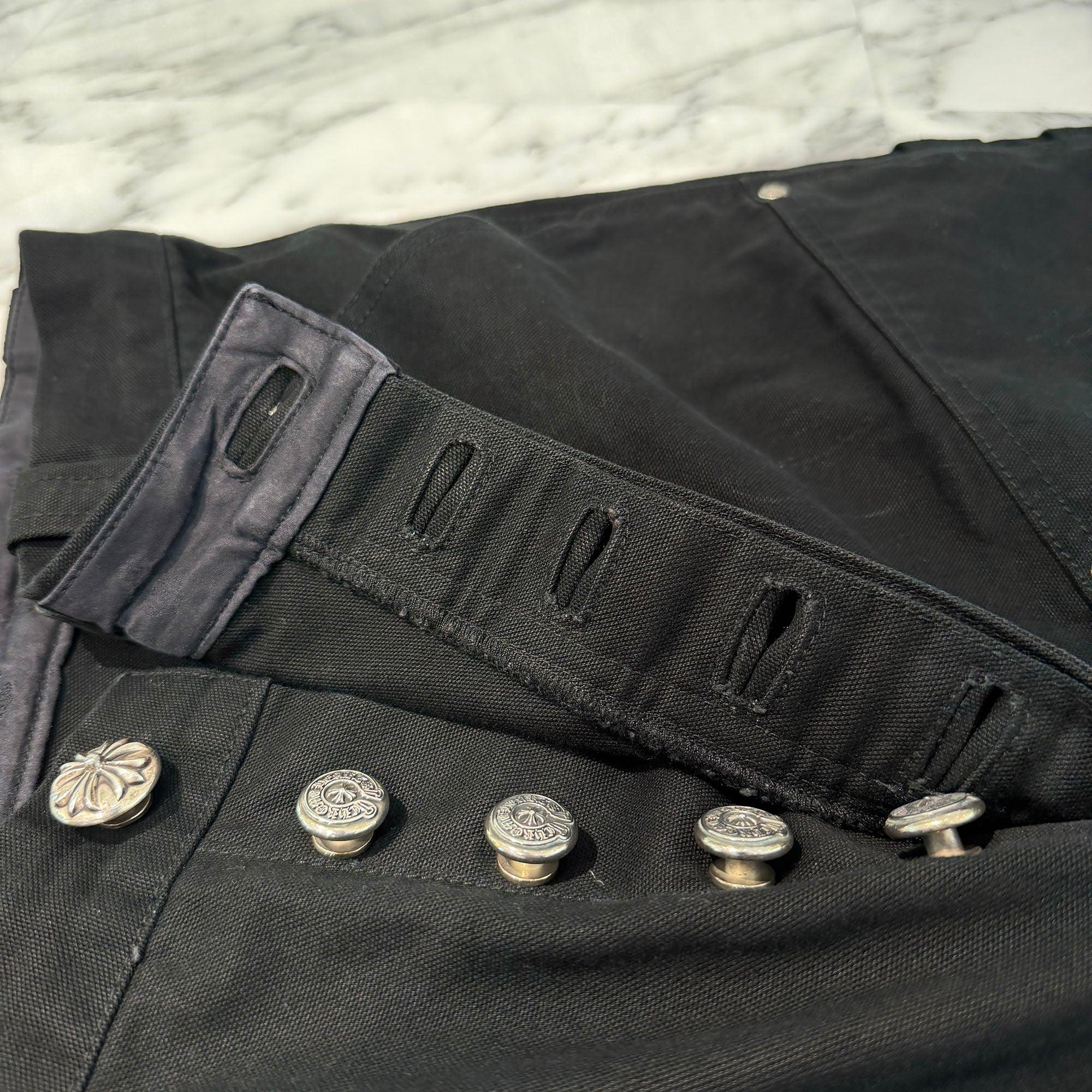 CHROME HEARTS Carpenter Cross Ball Button Denim Pants Size 36