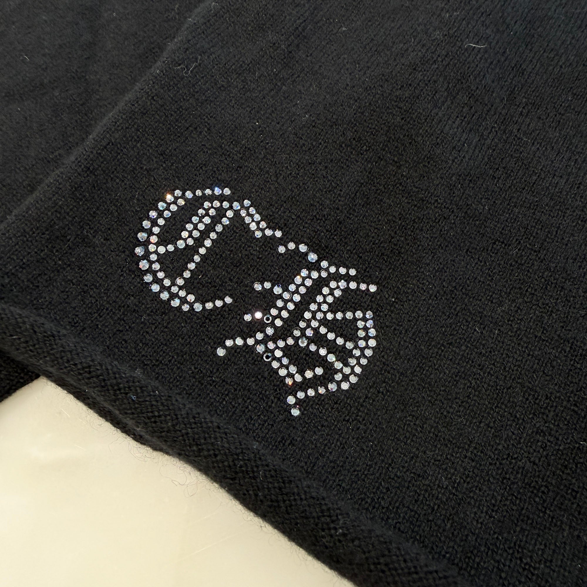 CHROME HEARTS Y NOT Back Rhinestone Viny Heart Cashmere Knit