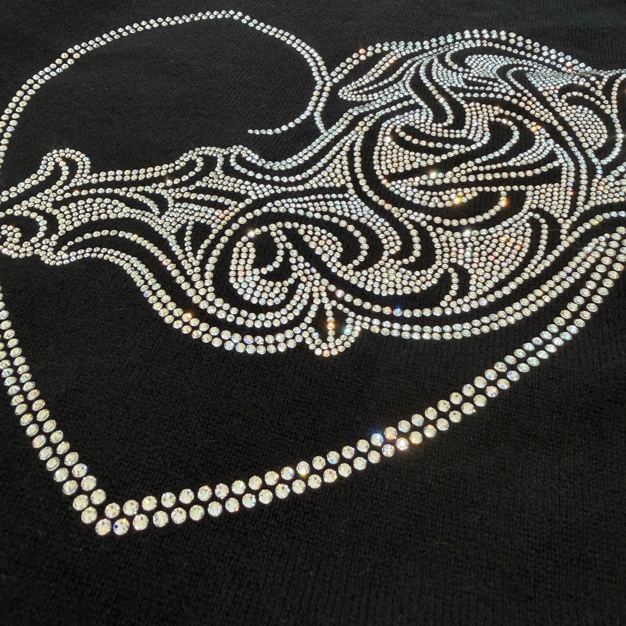 CHROME HEARTS Y NOT Back Rhinestone Viny Heart Cashmere Knit