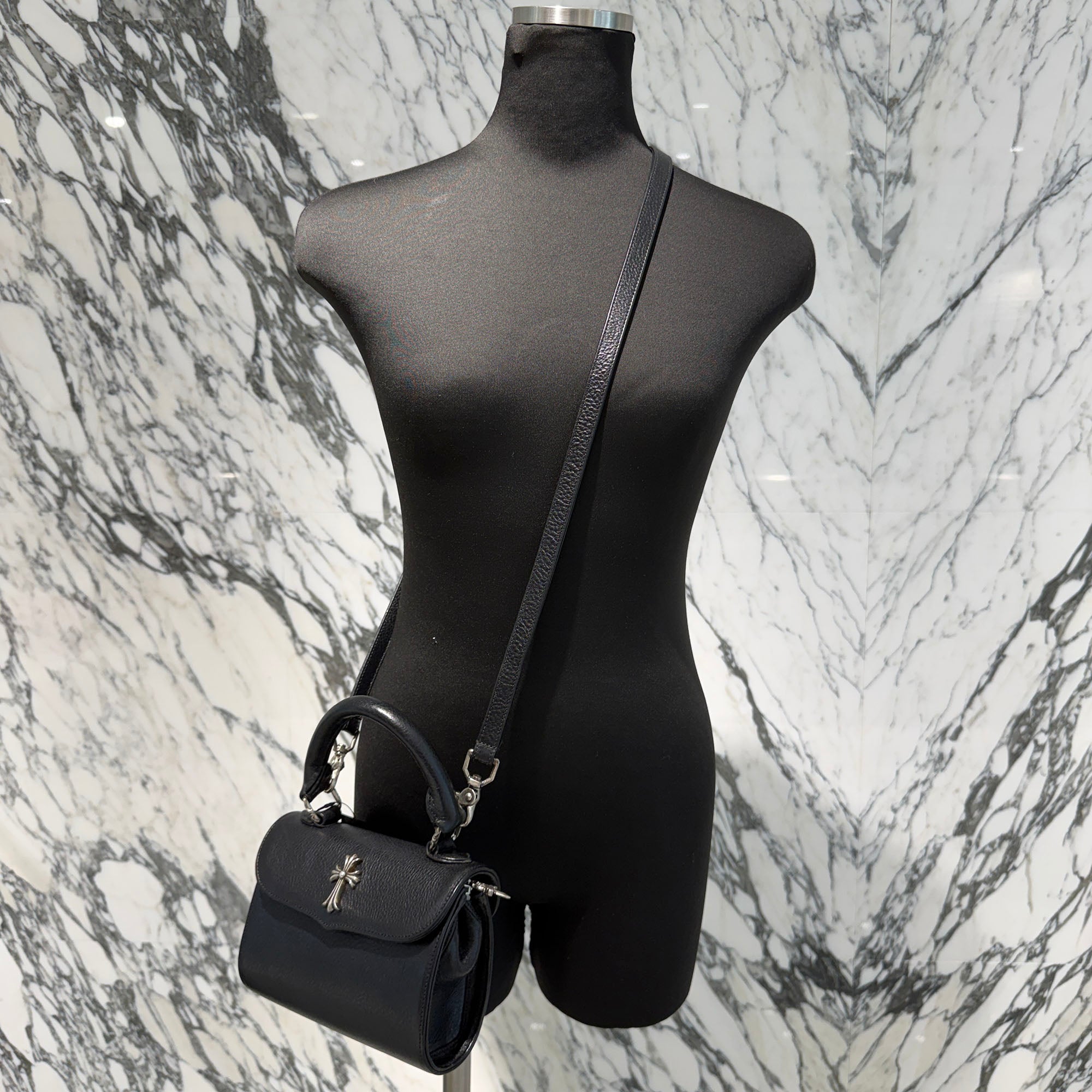CHROME HEARTS DOG ADAMS CH Cross Leather Shoulder Hand Bag クロムハーツ ドッグアダムズ CHクロス レザー ショルダー ハンドバッグ