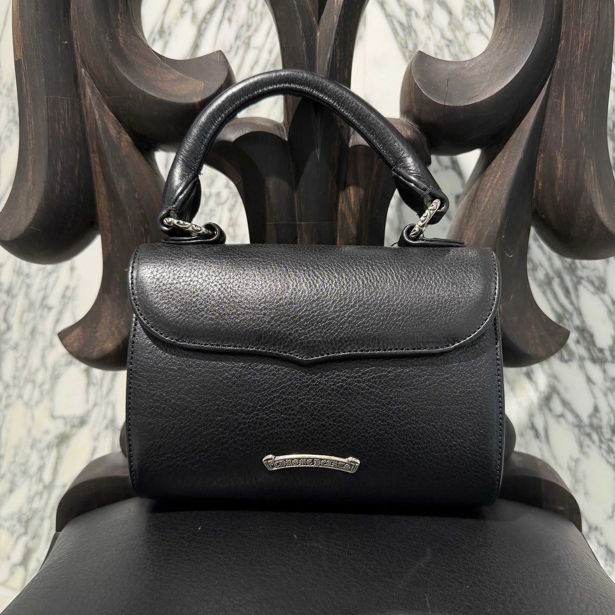 CHROME HEARTS DOG ADAMS CH Cross Leather Shoulder Hand Bag クロムハーツ ドッグアダムズ CHクロス レザー ショルダー ハンドバッグ