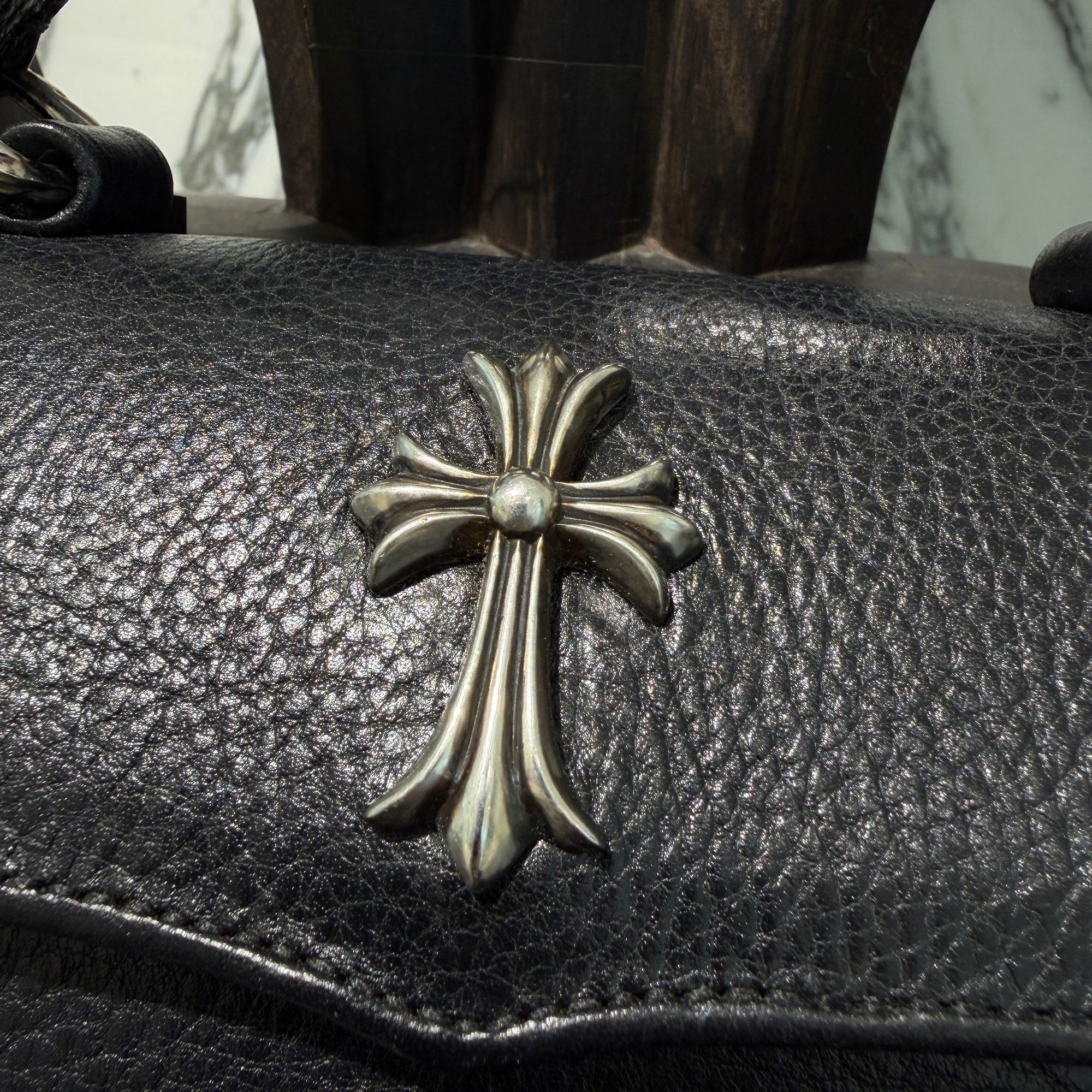 CHROME HEARTS DOG ADAMS CH Cross Leather Shoulder Hand Bag クロムハーツ ドッグアダムズ CHクロス レザー ショルダー ハンドバッグ