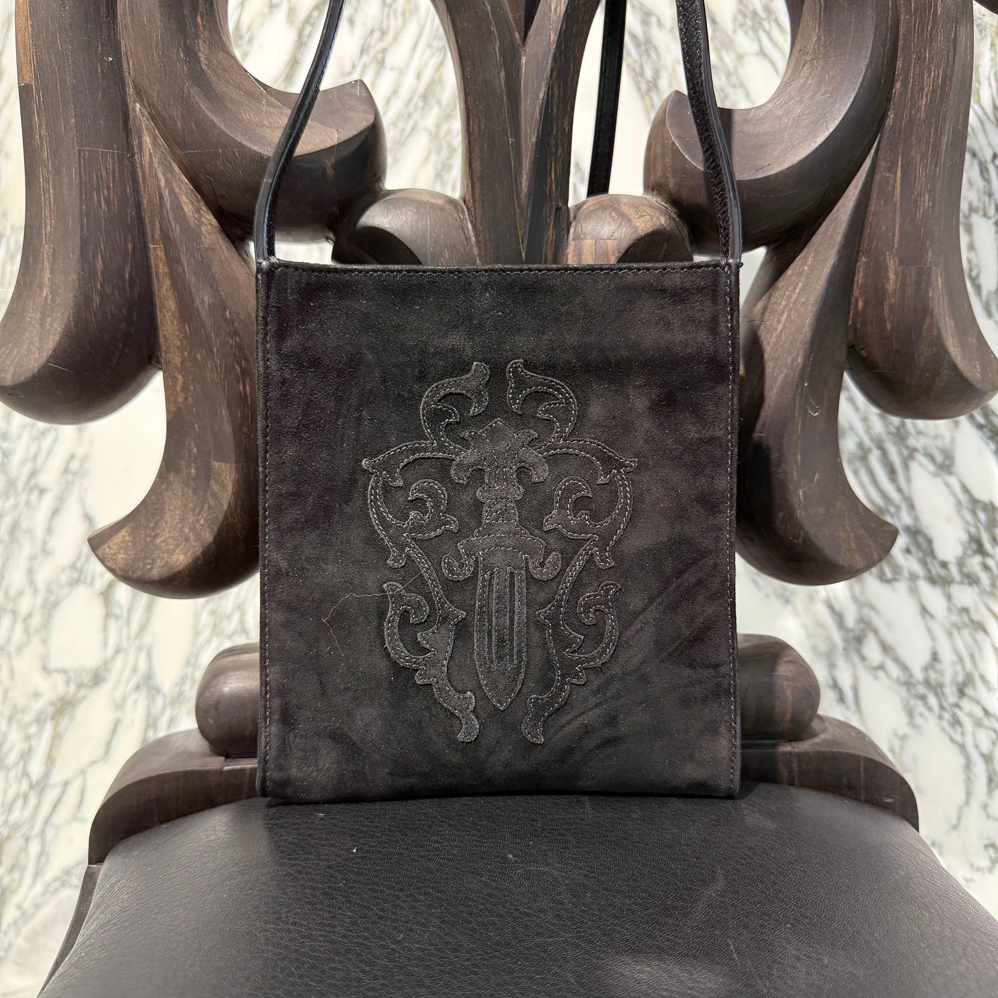 CHROME HEARTS Suede Leather Square Pocket Vine Dagger Patch