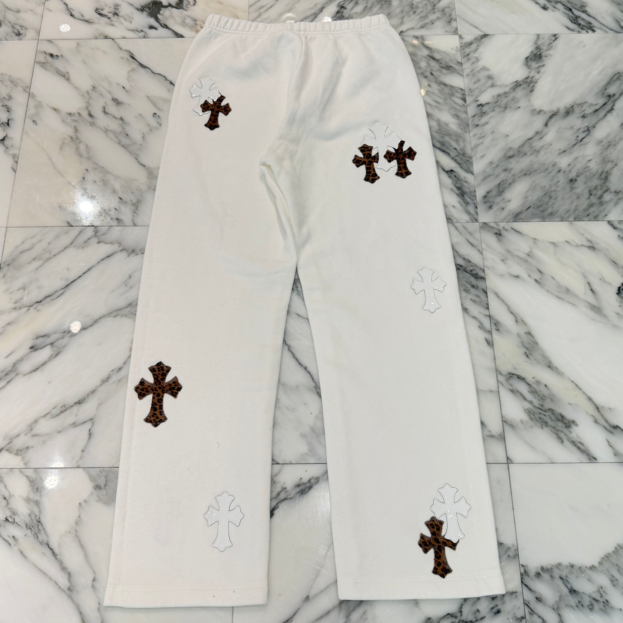 CHROME HEARTS Y NOT Multi Leather Cross Patch Sweat Long Pants