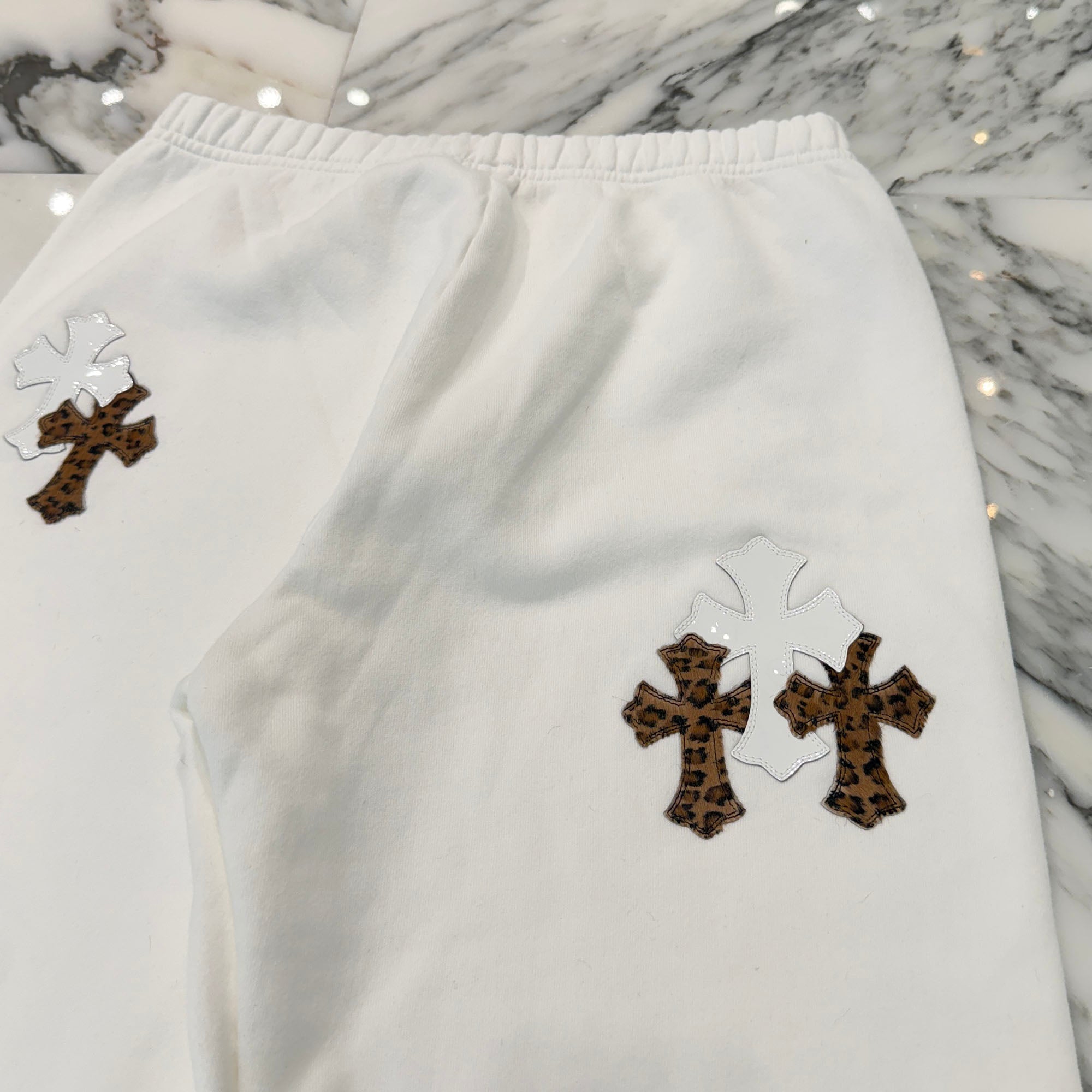 CHROME HEARTS Y NOT Multi Leather Cross Patch Sweat Long Pants