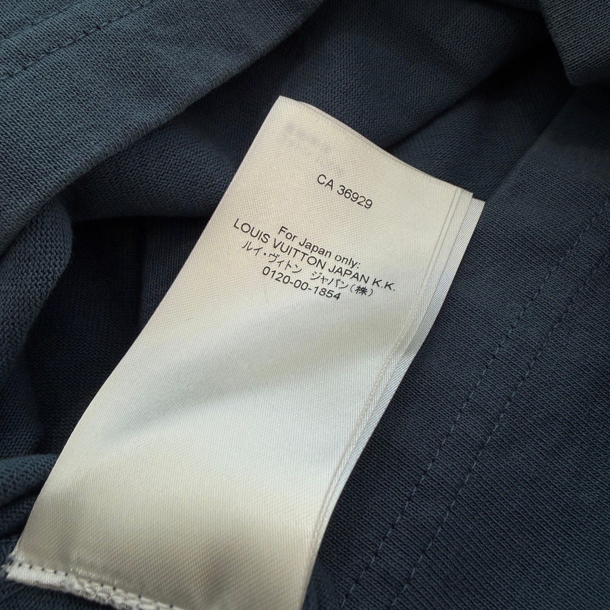 LOUIS VUITTON 2022AW Karakoram Flock Print Jersey Shirt 1AA4WX Size M ルイヴィトン カラコラムフロックプリントジャージーシャツ 半袖 ロゴ フロッキープリント ブルーグレー サイズM