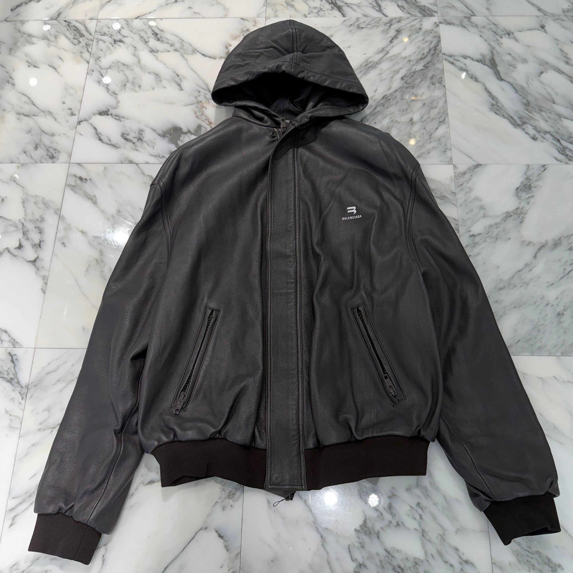 BALENCIAGA 2022AW Sporty B Leather Taxi Jacket 719225 TLS01 Size 44 バレンシアガ スポーティB レザー タクシー ジャケット サイズ44