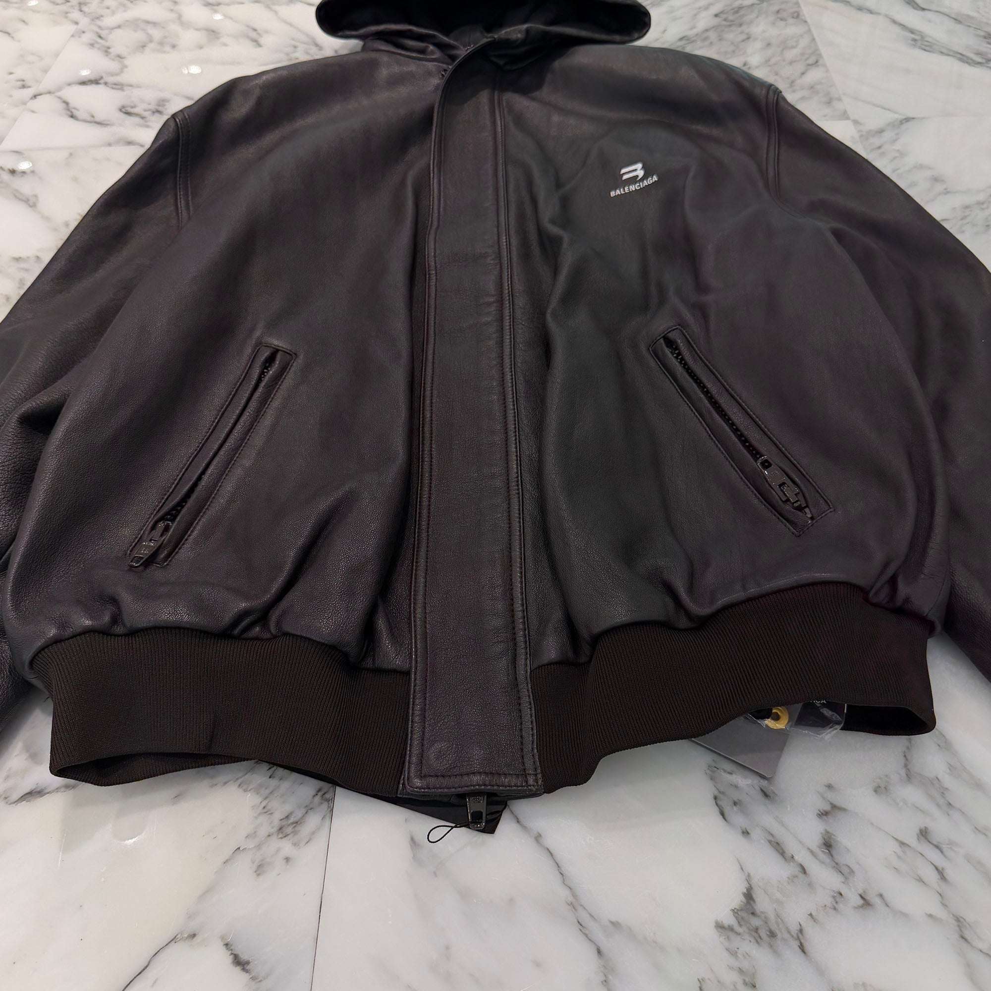 BALENCIAGA 2022AW Sporty B Leather Taxi Jacket 719225 TLS01 Size 44 バレンシアガ スポーティB レザー タクシー ジャケット サイズ44