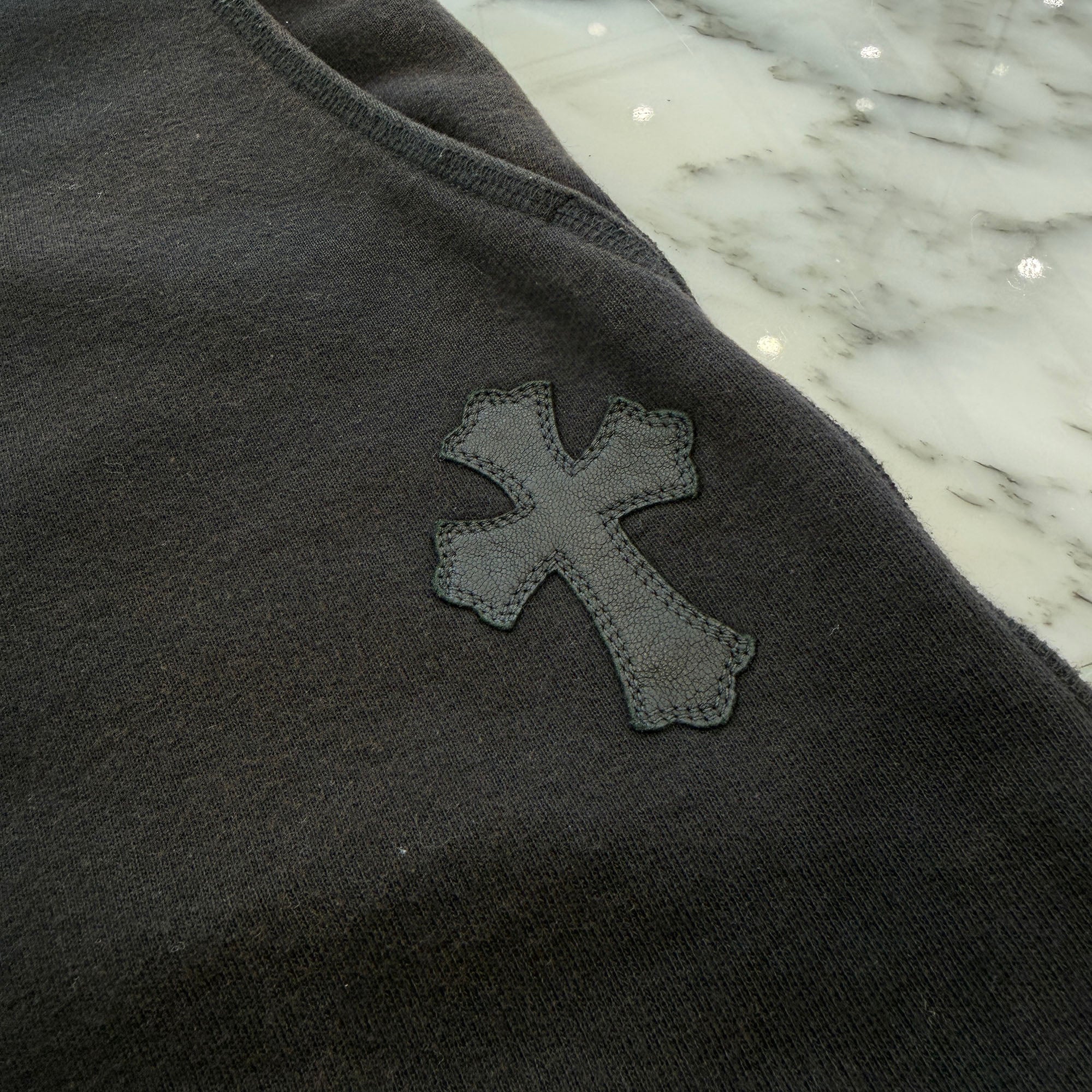 CHROME HEARTS 1 Cross Leather Patch Sweat Shorts Size M クロムハーツ 1クロス レザーパッチ スウェット ショーツ サイズM