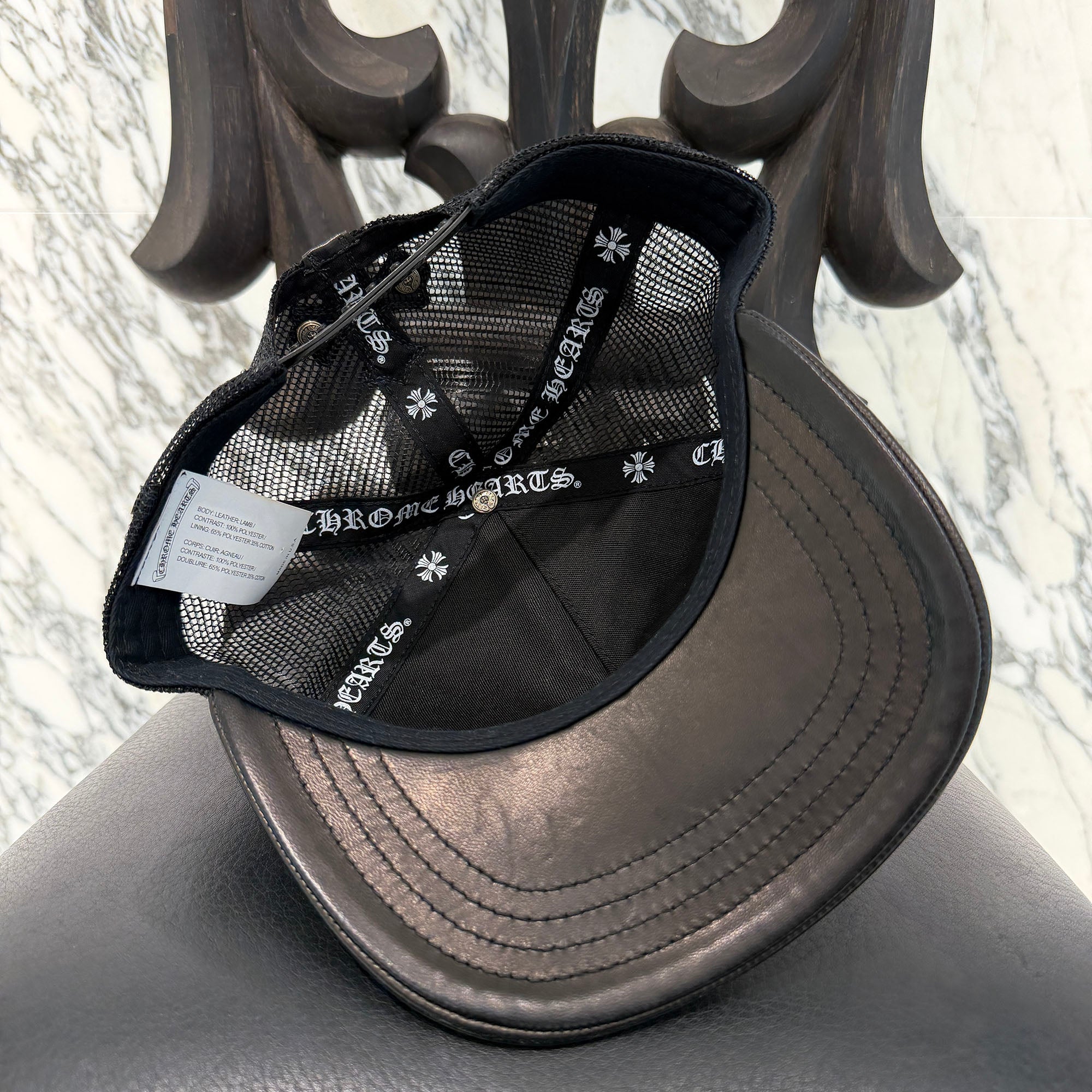 CHROME HEARTS Cemetary Cross Leather Patch Trucker Cap Size ONE SIZE (51-61) クロムハーツ セメタリークロス レザーパッチ トラッカーキャップ サイズONE SIZE (51-61)