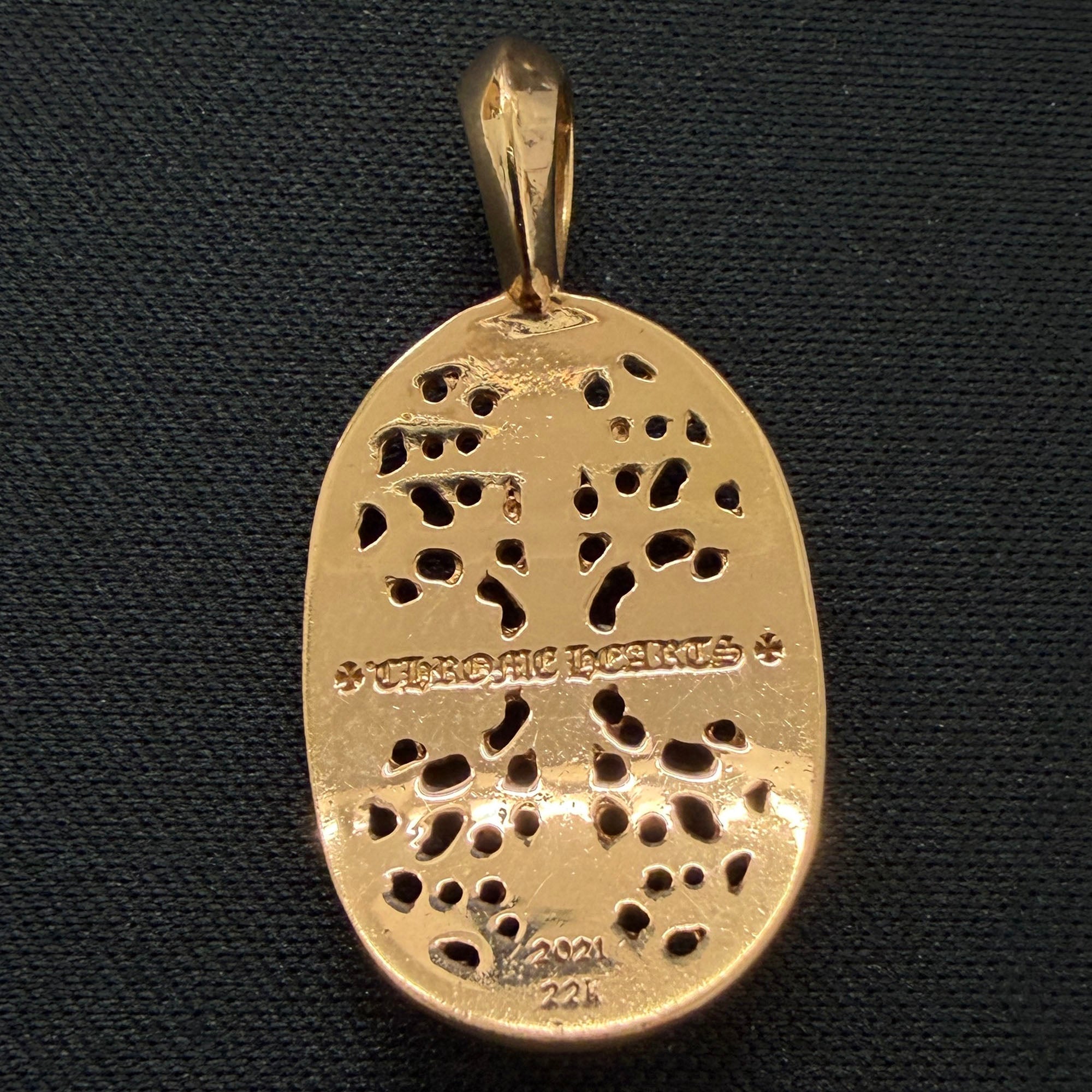 CHROME HEARTS 22K Classic Oval Cross Pendent Top クロムハーツ 22K クラシック オーバルクロス ペンダントトップ