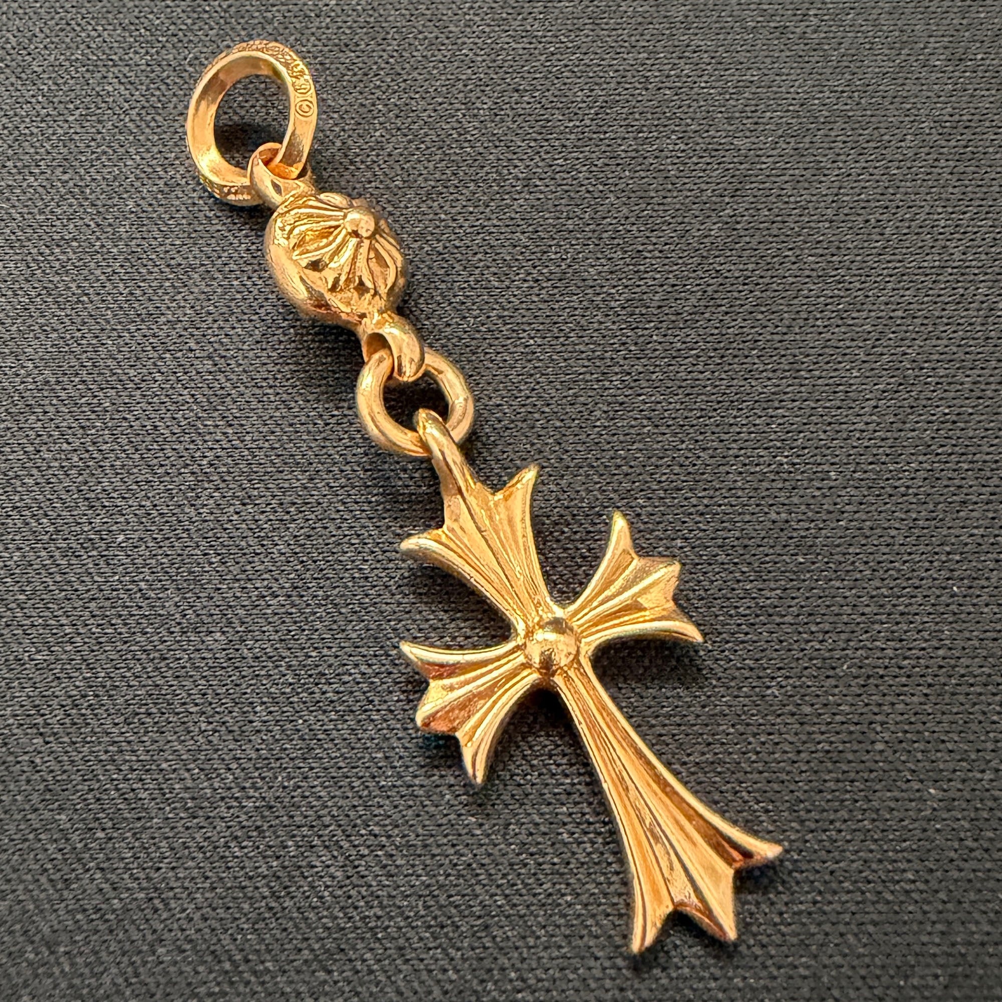 CHROME HEARTS 22K 1 Ball Tiny Cross Charm Neckless Top クロム
