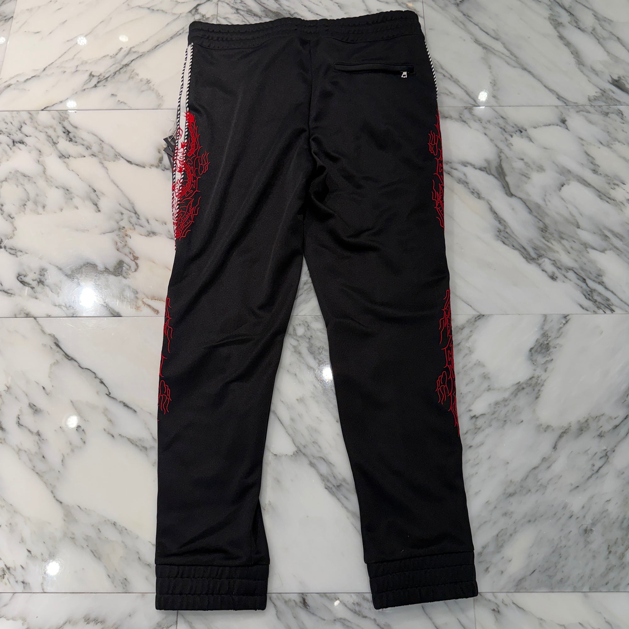 AMIRI Dragon Pattern Embroidered Striped Outseam Jogging Pants F9M09113PLTAR Size L アミリ ドラゴン柄刺繍ストライプアウトシームジョギングパンツ サイズL
