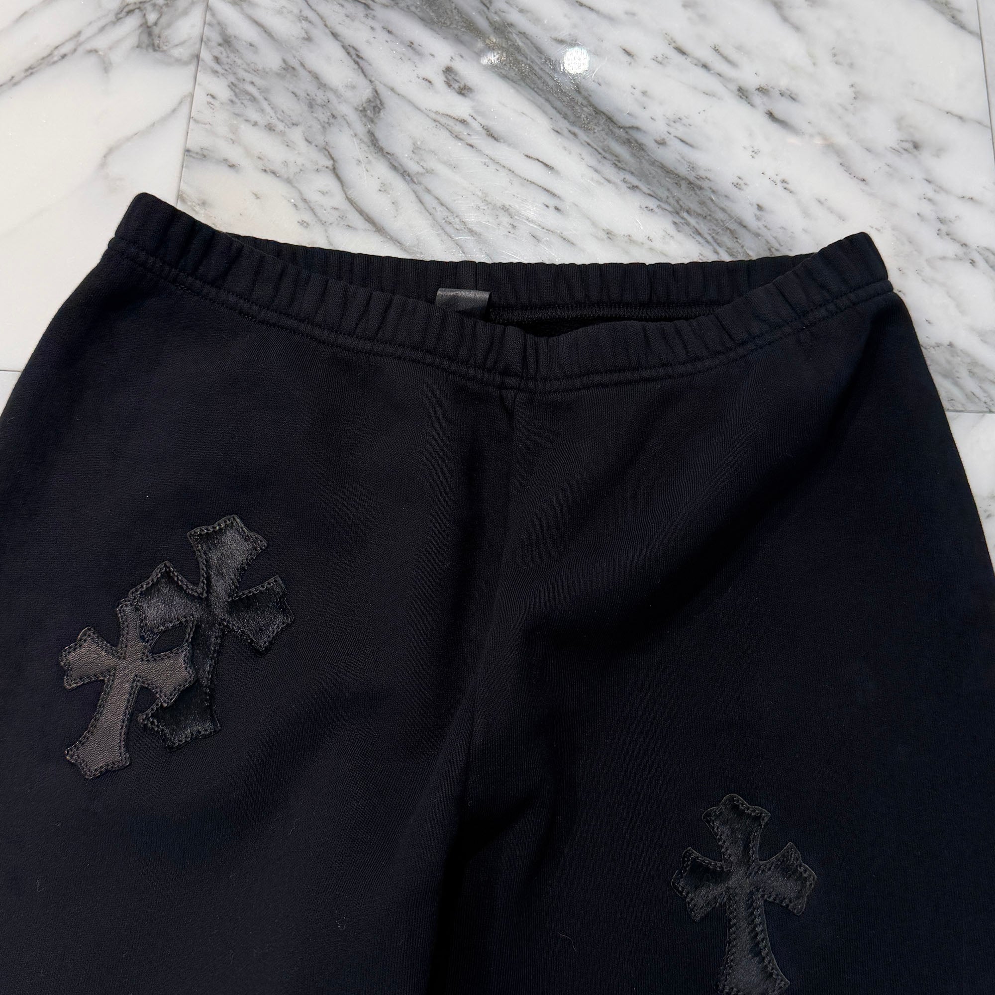 CHROME HEARTS Y NOT Multi Leather Cross Patch Sweat Long Pants Size S クロムハーツ ワイノット マルチレザークロスパッチ スウェットロングパンツ サイズS
