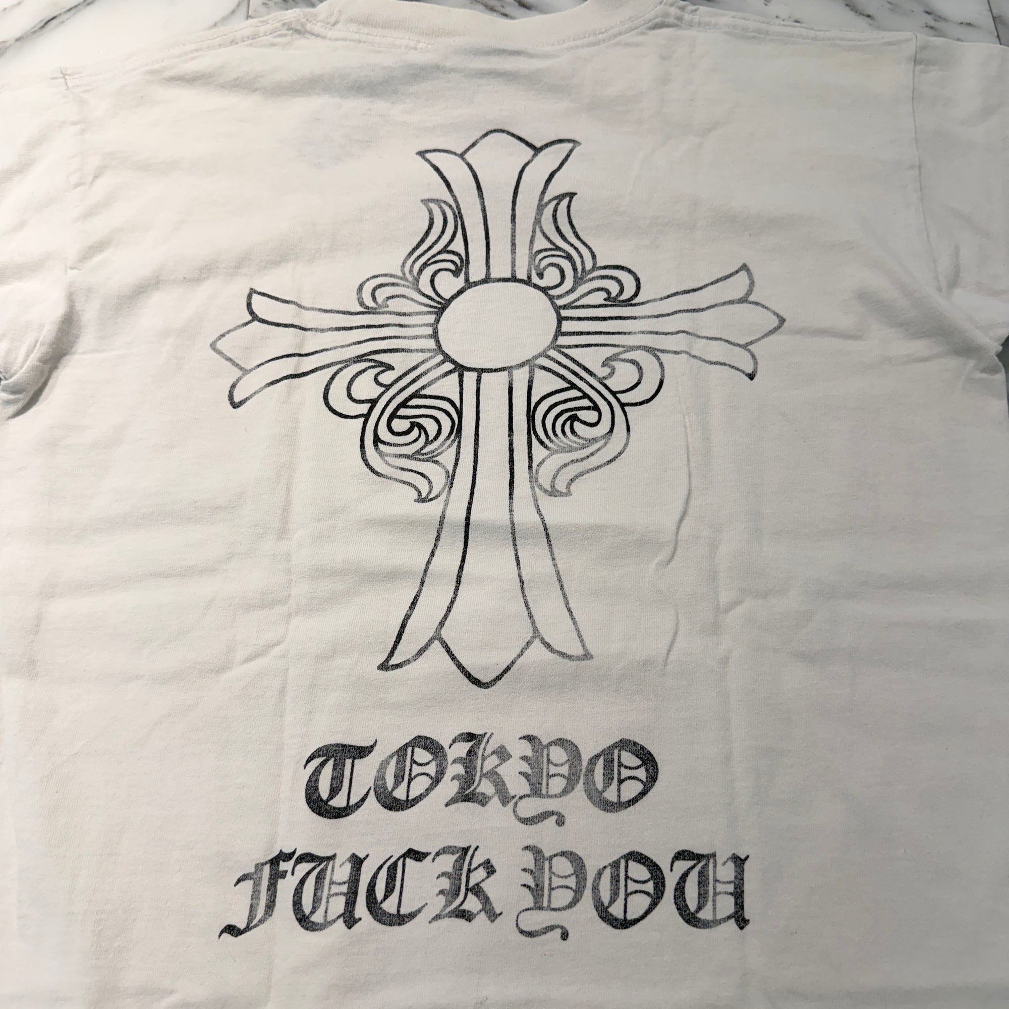 CHROME HEARTS Tokyo Limited Back Hairy Cross Fuck You Logo Tee Size S クロムハーツ 東京限定 バックヘイリークロス ファックユーロゴ Tシャツ サイズS