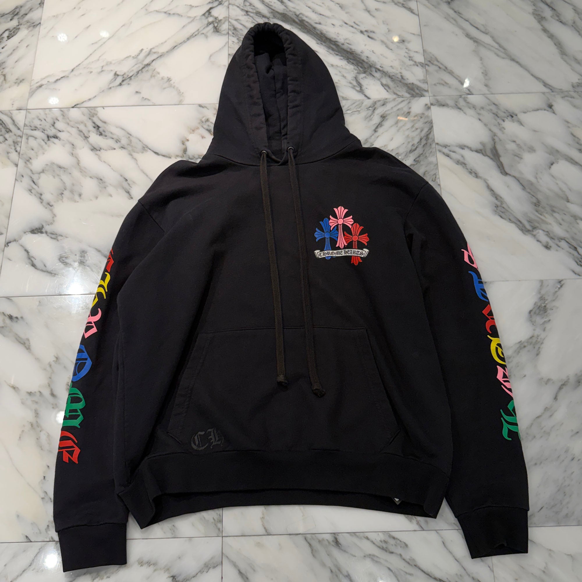 CHROME HEARTS 2021SS MLTCOL CEM CRS Pullover Hoodie Size L クロムハーツ マルチカラー セメタリークロス プルオーバー フーディ サイズL