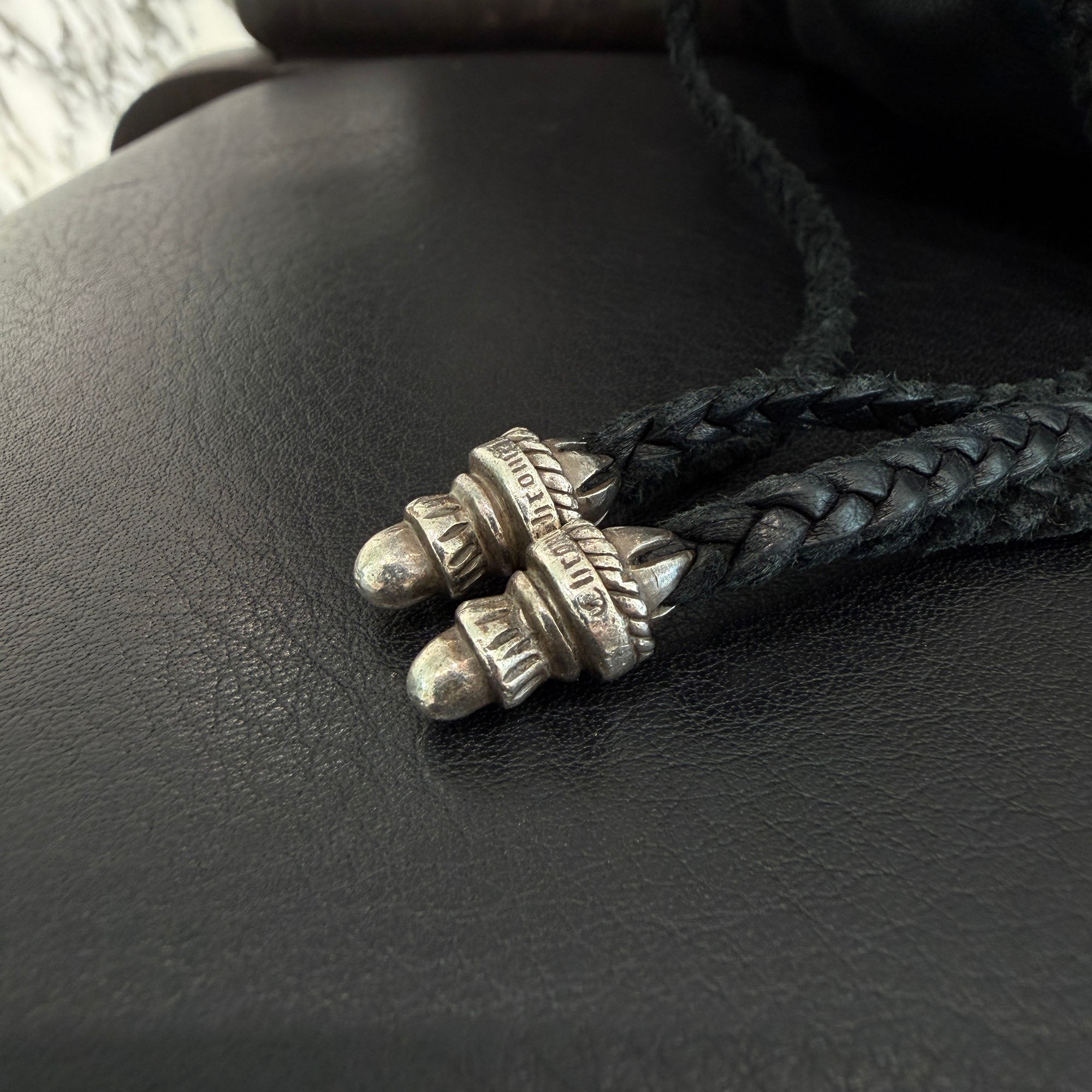 CHROME HEARTS Leather Cross Patch Drawstring Sack Leather Bag クロムハーツ レザークロスパッチ ドローストリング サックレザーバッグ 巾着