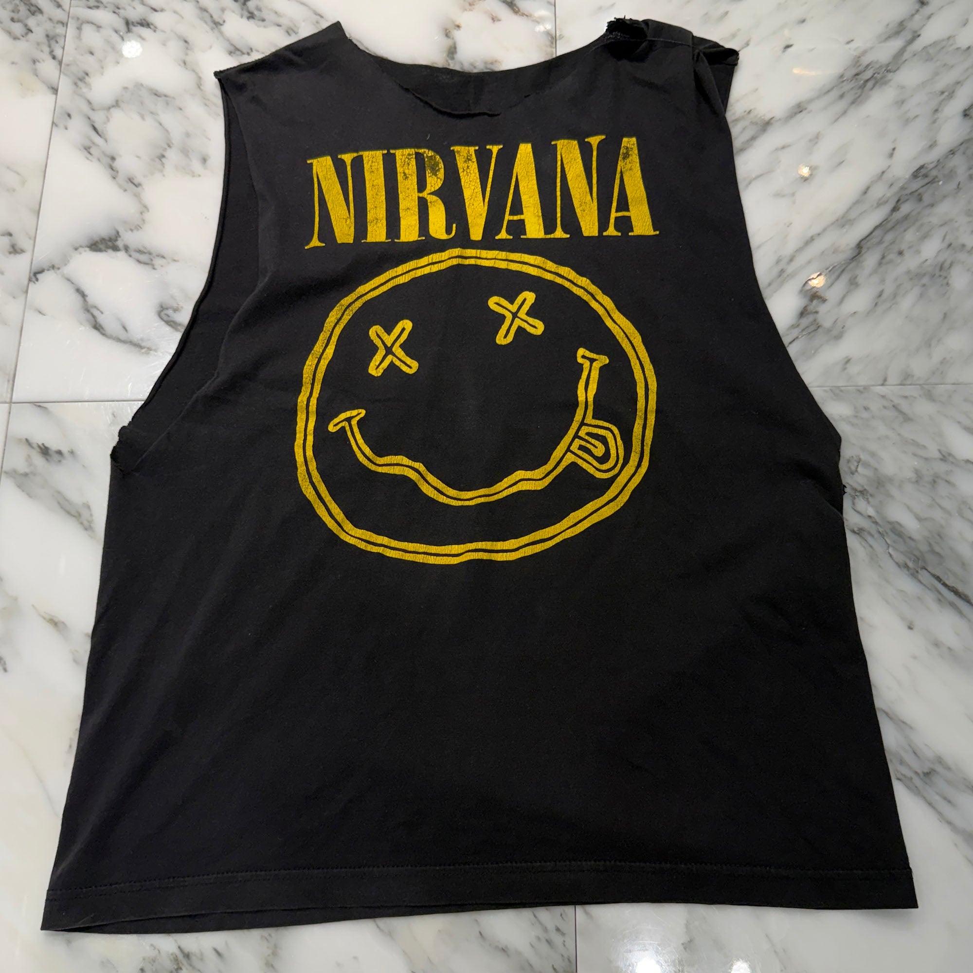 Vintage NIRVANA "Smiley Face Logo" Cut Off Tank Top ヴィンテージ ニルヴァーナ "スマイリーフェイス ロゴ" カットオフ タンクトップ