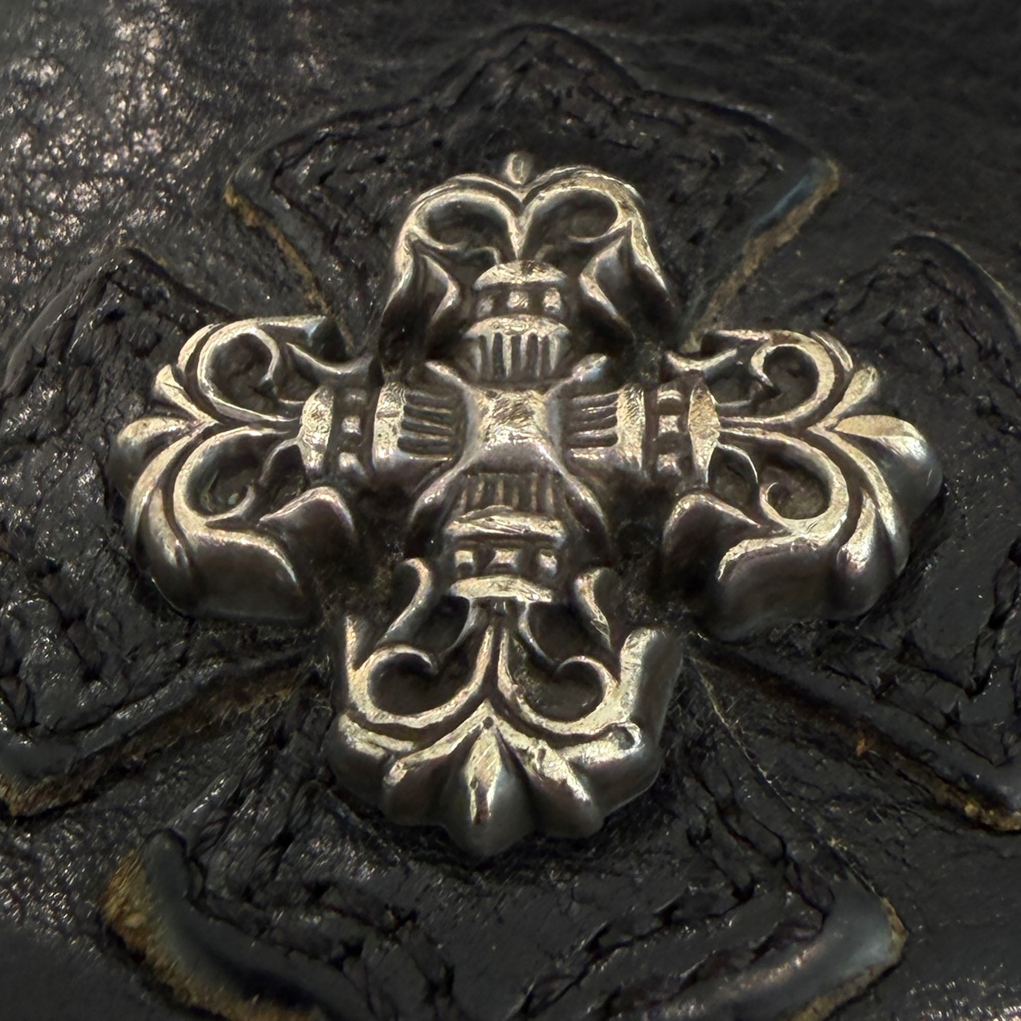 CHROME HEARTS Filigree Plus Leather Patch Round Zip Wallet クロムハーツ フィリグリープラス レザーパッチ ウォレット