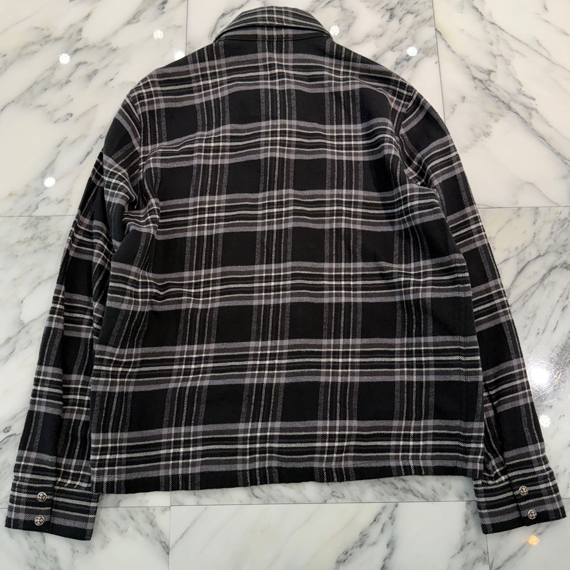 CHROME HEARTS Y NOT Cross Ball Button Check Shirt Size S クロムハーツ ワイノット クロスボールボタン チェックシャツ サイズS