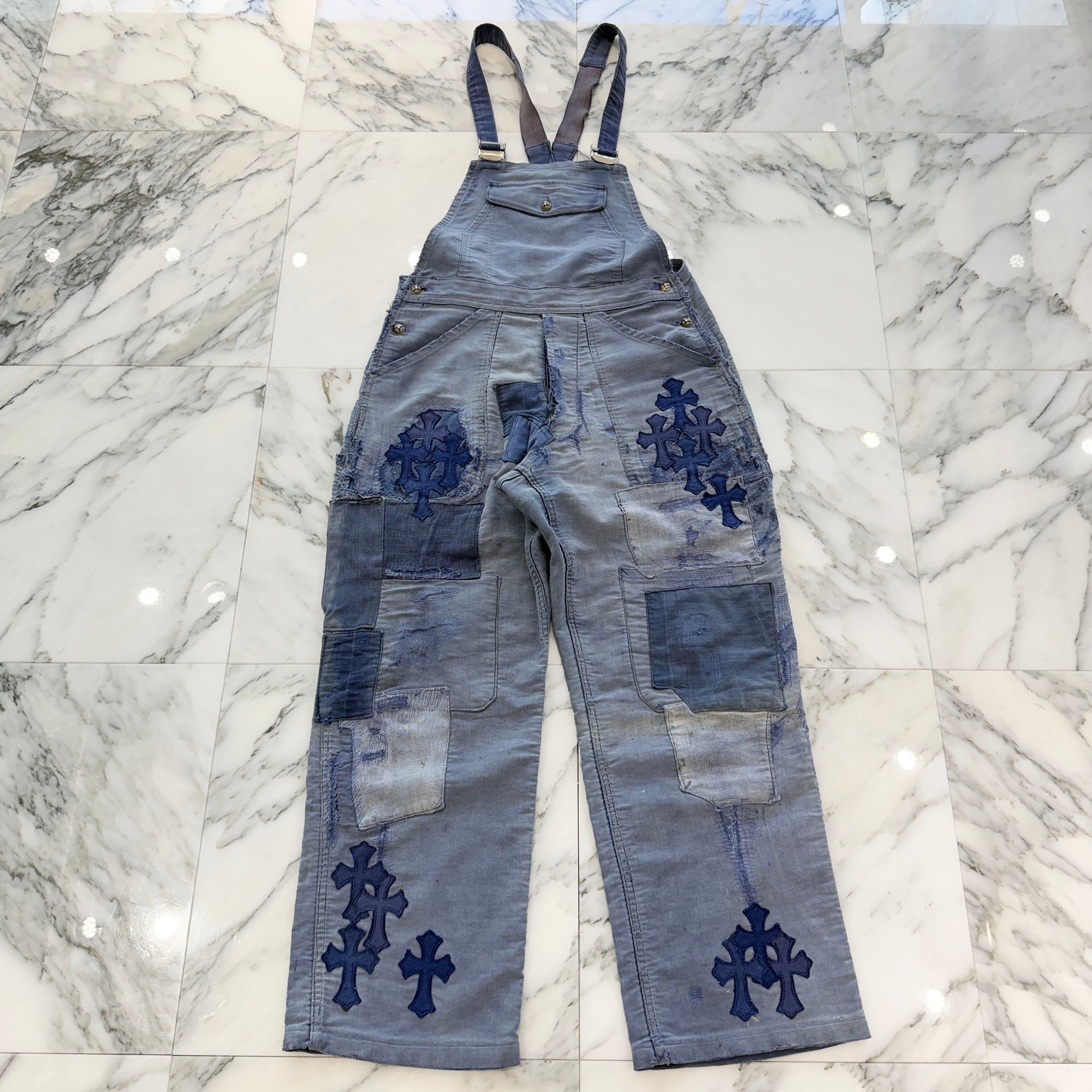 CHROME HEARTS FRENCH WORK Cross Leather Patch OVERALL Size XS クロムハーツ フレンチワーク クロスレザーパッチ オーバーオール サイズXS