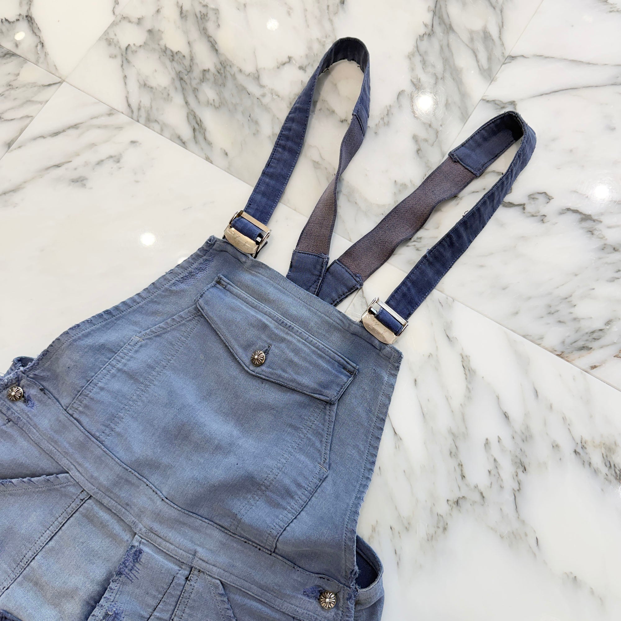 CHROME HEARTS FRENCH WORK Cross Leather Patch OVERALL Size XS クロムハーツ フレンチワーク クロスレザーパッチ オーバーオール サイズXS