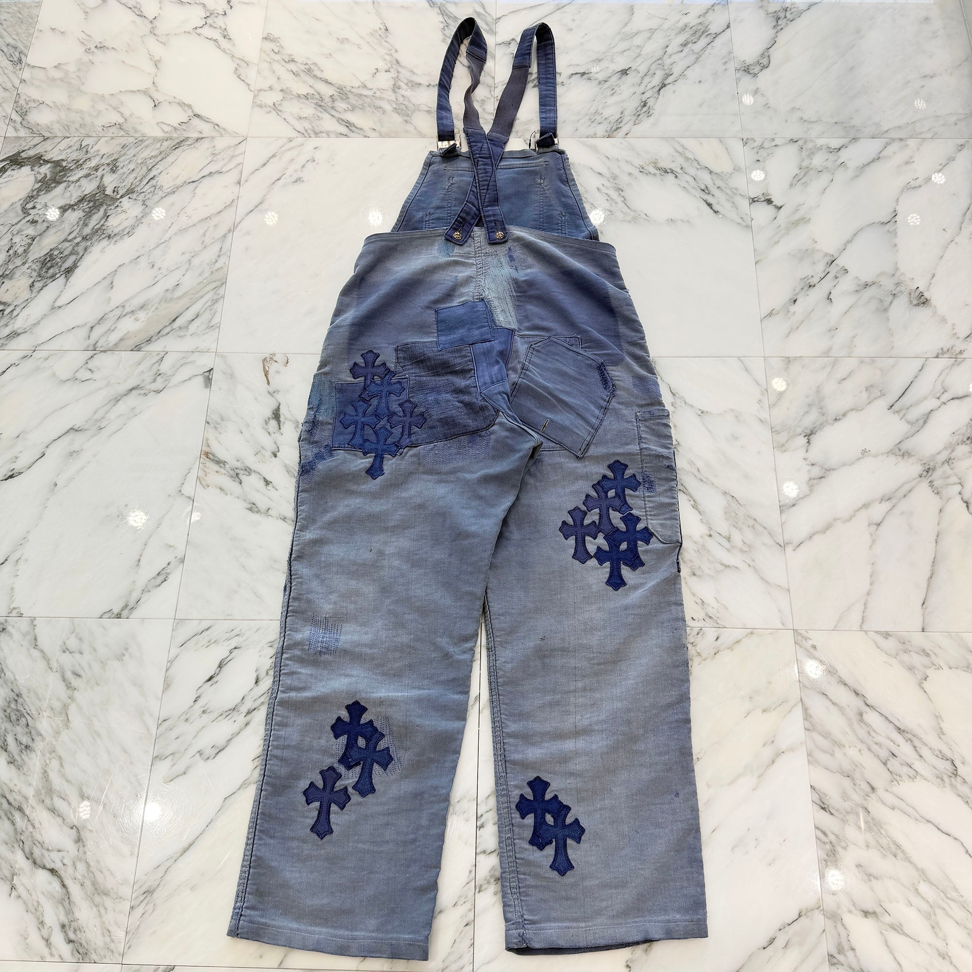 CHROME HEARTS FRENCH WORK Cross Leather Patch OVERALL Size XS クロムハーツ フレンチワーク クロスレザーパッチ オーバーオール サイズXS