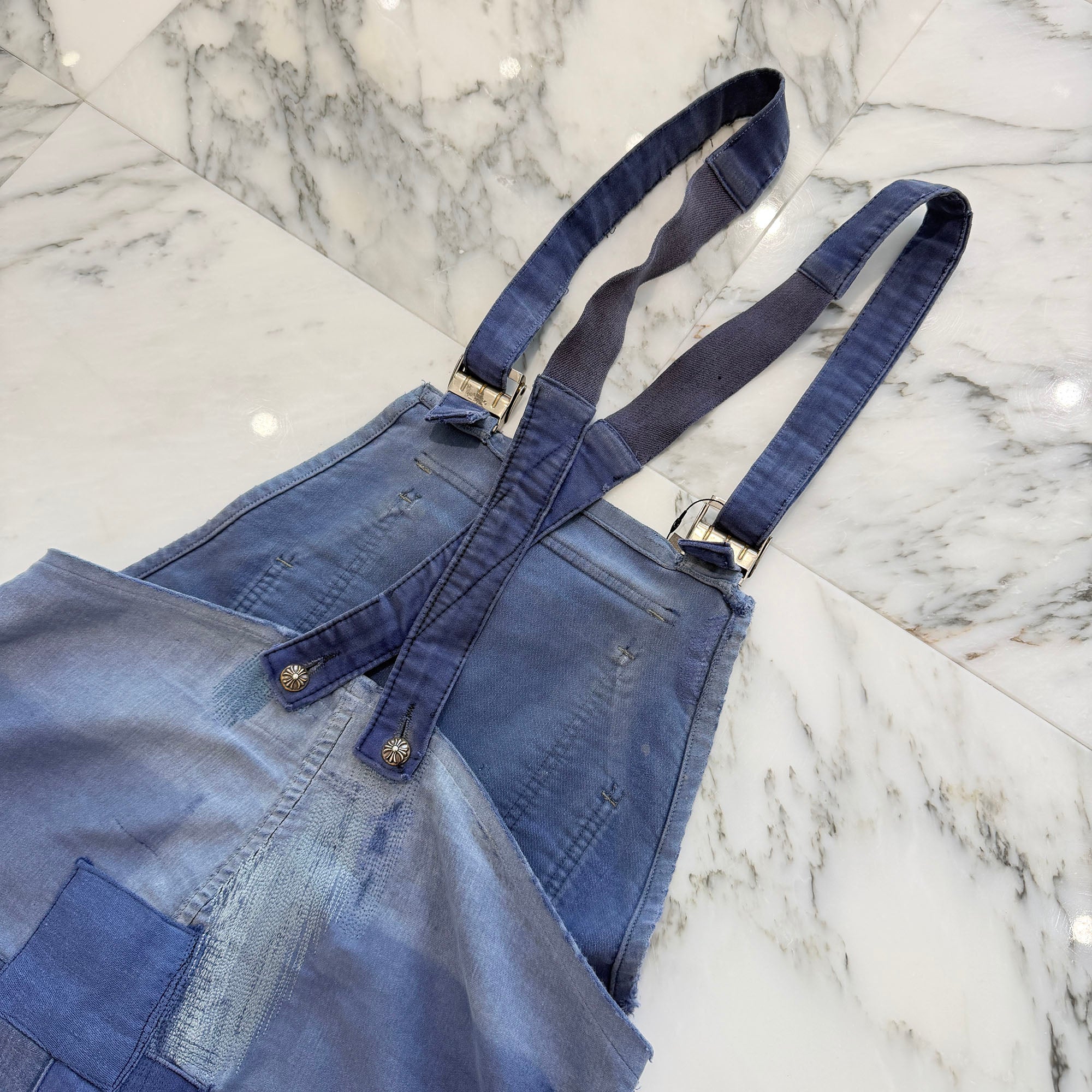 CHROME HEARTS FRENCH WORK Cross Leather Patch OVERALL Size XS クロムハーツ フレンチワーク クロスレザーパッチ オーバーオール サイズXS