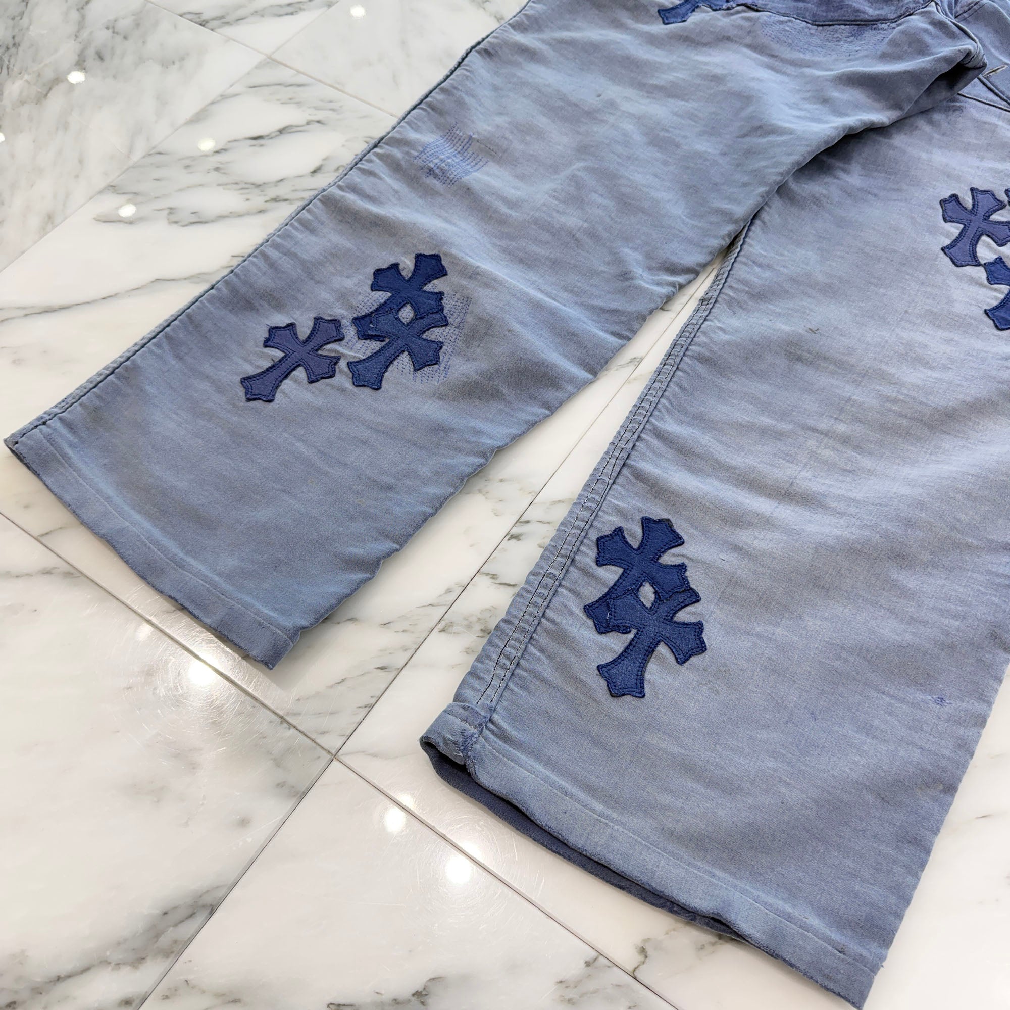 CHROME HEARTS FRENCH WORK Cross Leather Patch OVERALL Size XS クロムハーツ フレンチワーク クロスレザーパッチ オーバーオール サイズXS